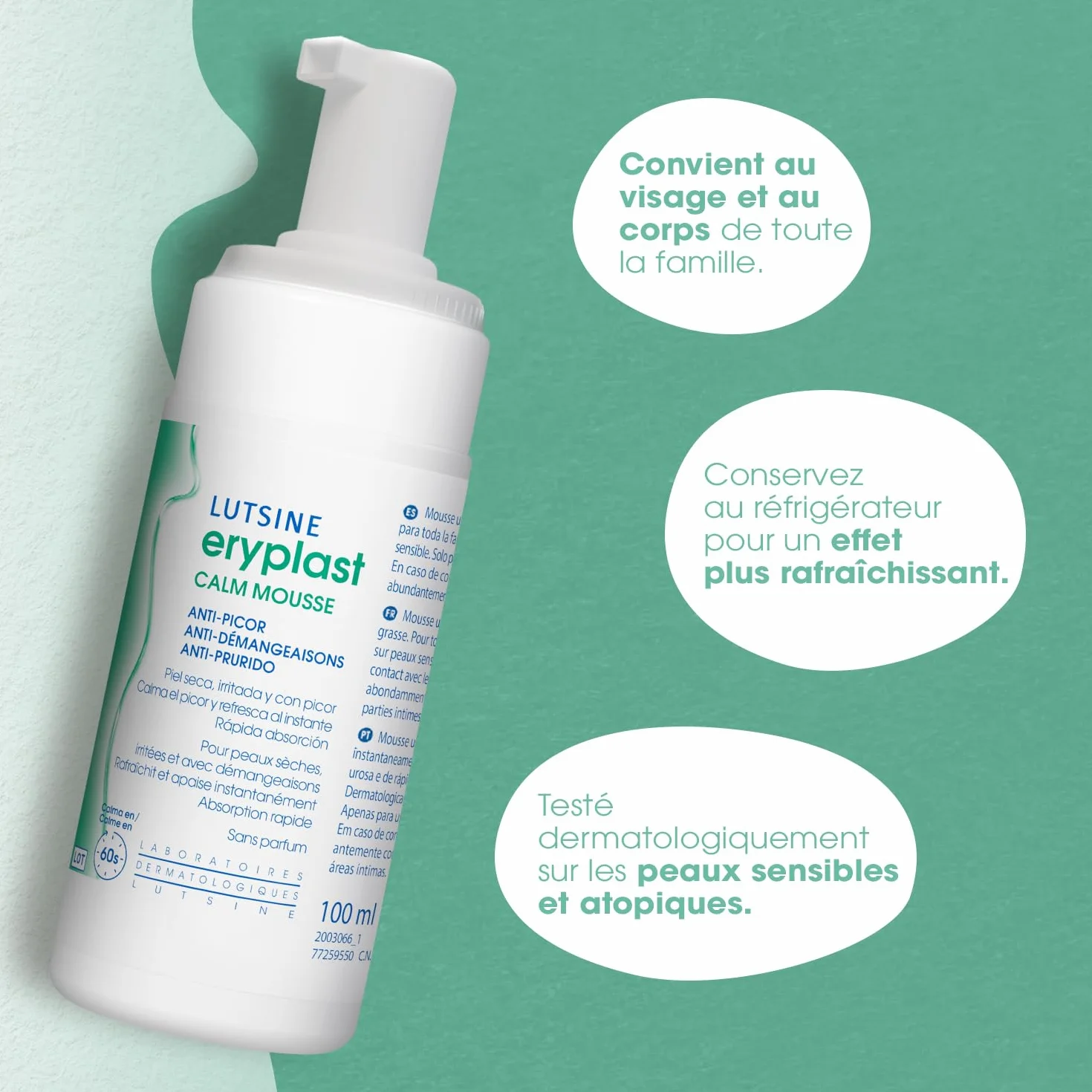 Eryplast CALM Mousse anti-démangeaisons 100ml apaise peaux sensibles irritées