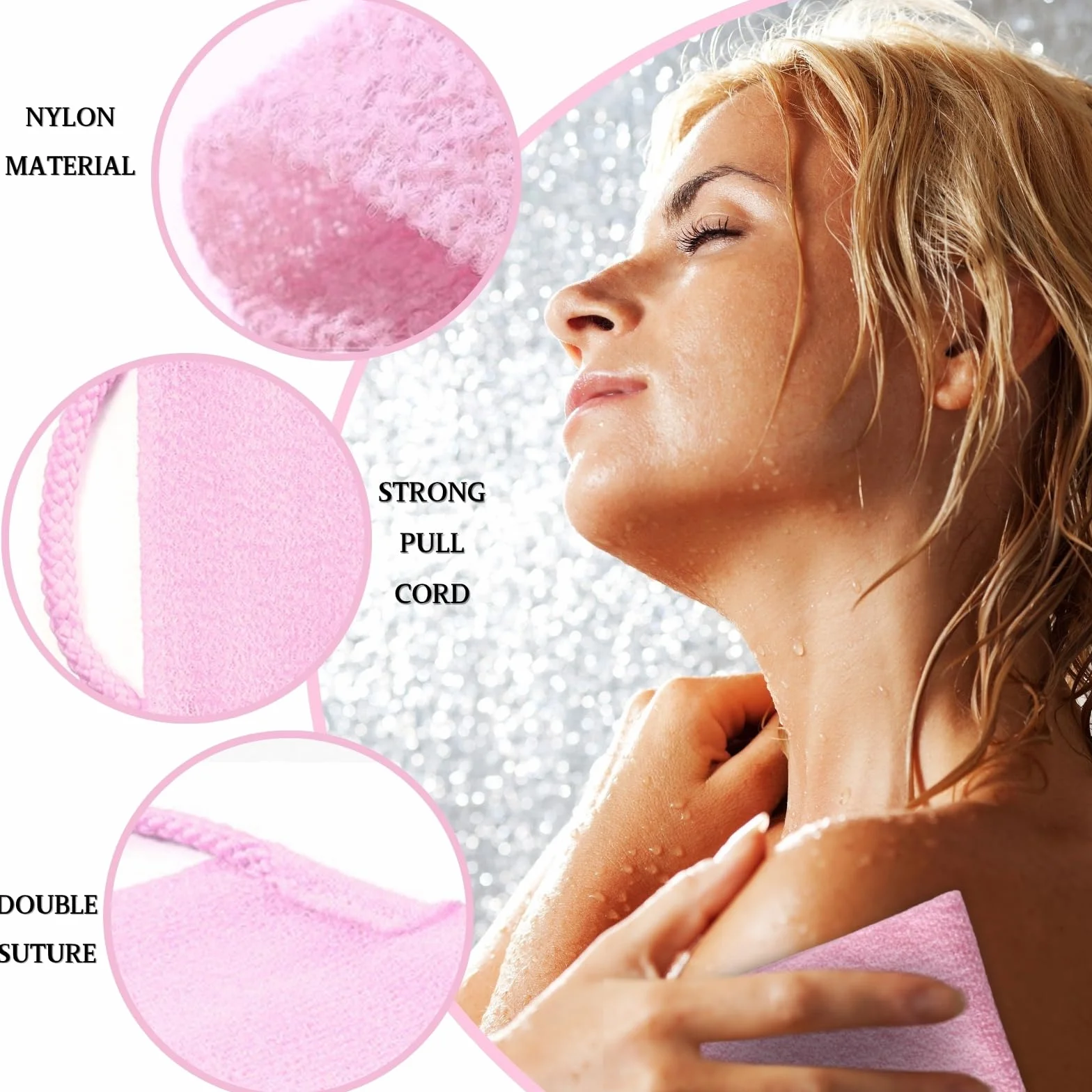 Gant Exfoliant Corps Set 2 Pièces Brosse Dos Douche Gant Gommage Visage Bain Rose