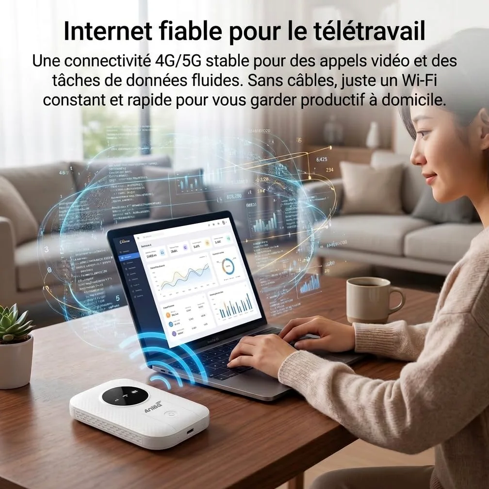 Routeur 5G Portable WiFi 6 avec Slot SIM Déverrouillé,Modem Mobile Haut Débit 5G/4G+,High Speed Travel Hotspot Mini Routeur Mobile,Connecte jusqu'à 32 appareils,Compatible Tous Opérateurs