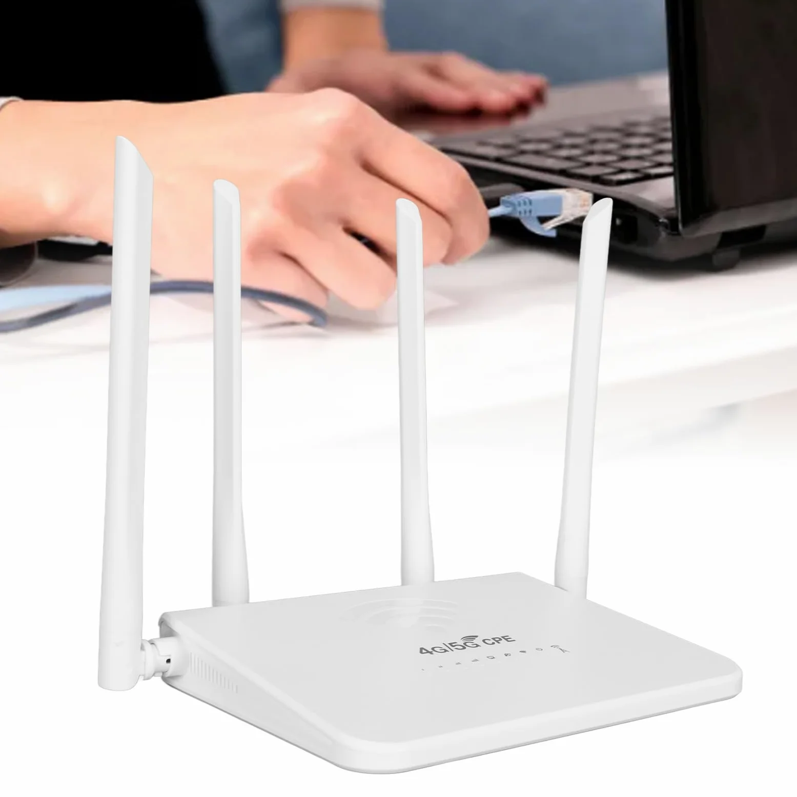 Routeur WiFi 4G, Modem Routeur 4G LTE, avec Emplacement pour Carte SIM, Transmission WiFi 300 Mbps 2,4 G, jusqu'à 20 Appareils, avec 4 Antennes à Gain élevé (5 Dbi), pour