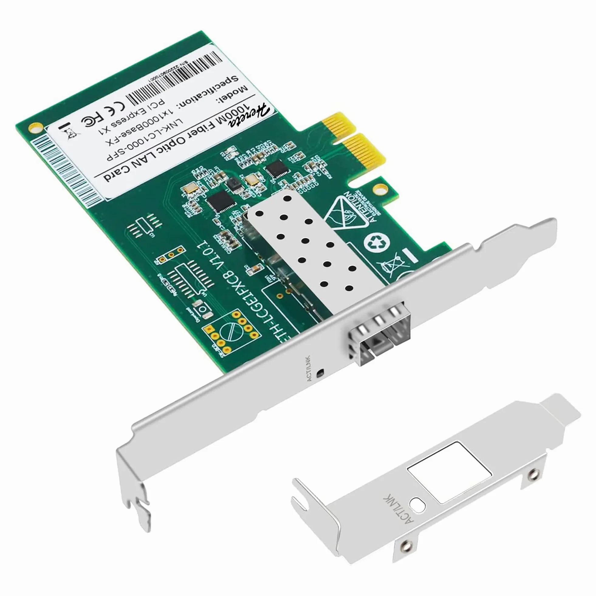 Carte Réseau PCIe, Gigabits Adaptateur Ethernet PCI Express avec 1SFP Port, Compatible avec Windows 11/10/8/7/Vista/XP, Server 2003/2008 R2, Linux