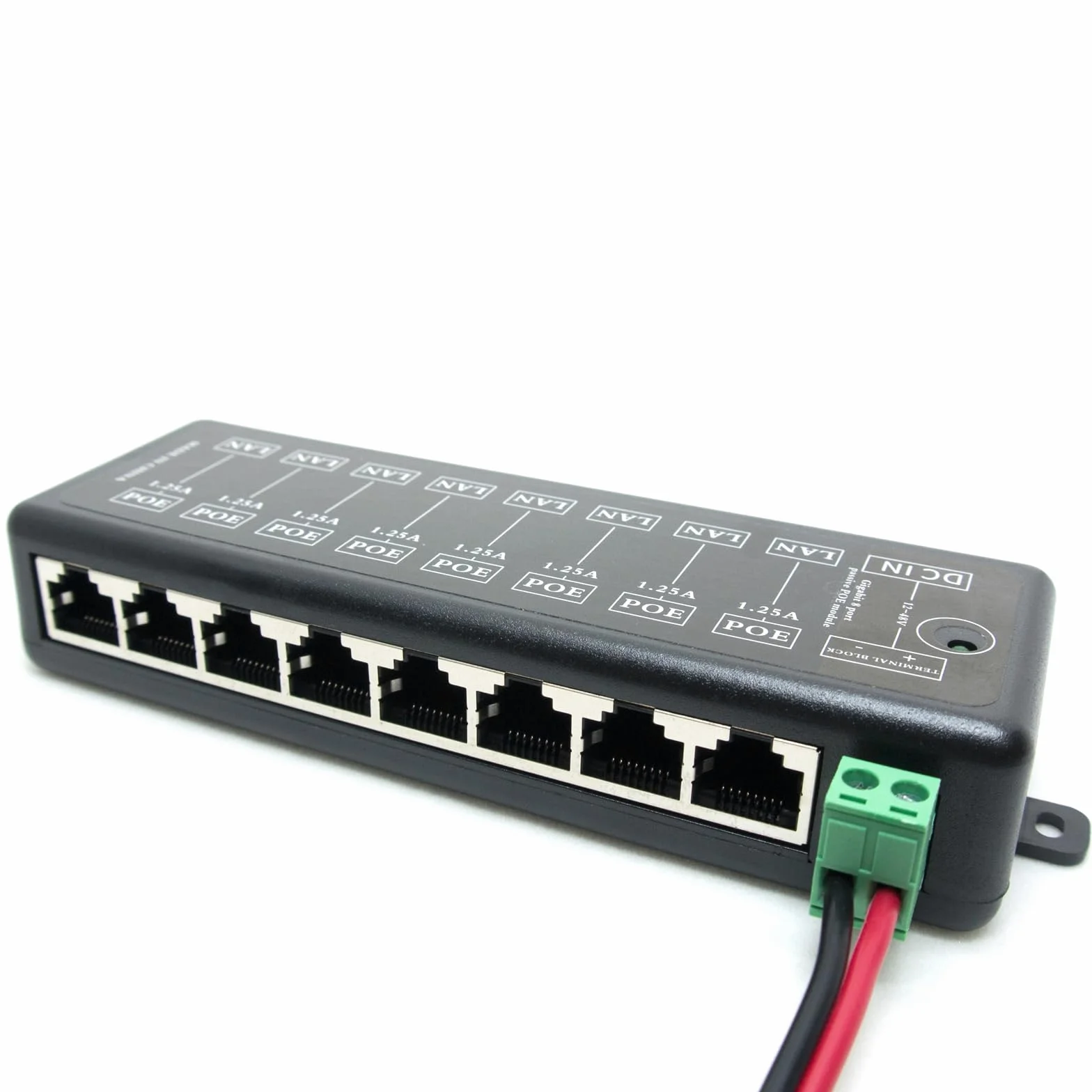 Injecteur PoE passif Gigabit 8 ports Ethernet sans adaptateur d'alimentation