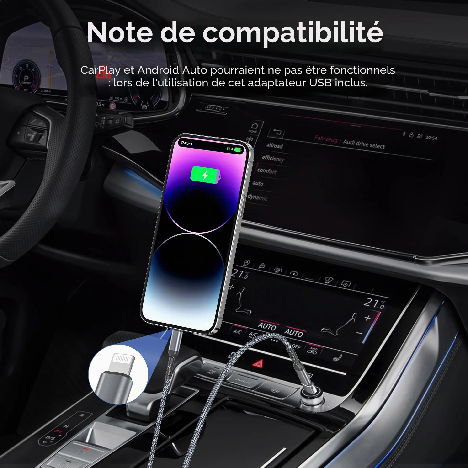 BASESAILOR Câble Chargeur USB C vers Lightning 3M Adaptateur USB A Cordon Alimentation Type C PD Charge Rapide pour iPhone 14 13 12 11 Pro Max XR SE Airpods iPad