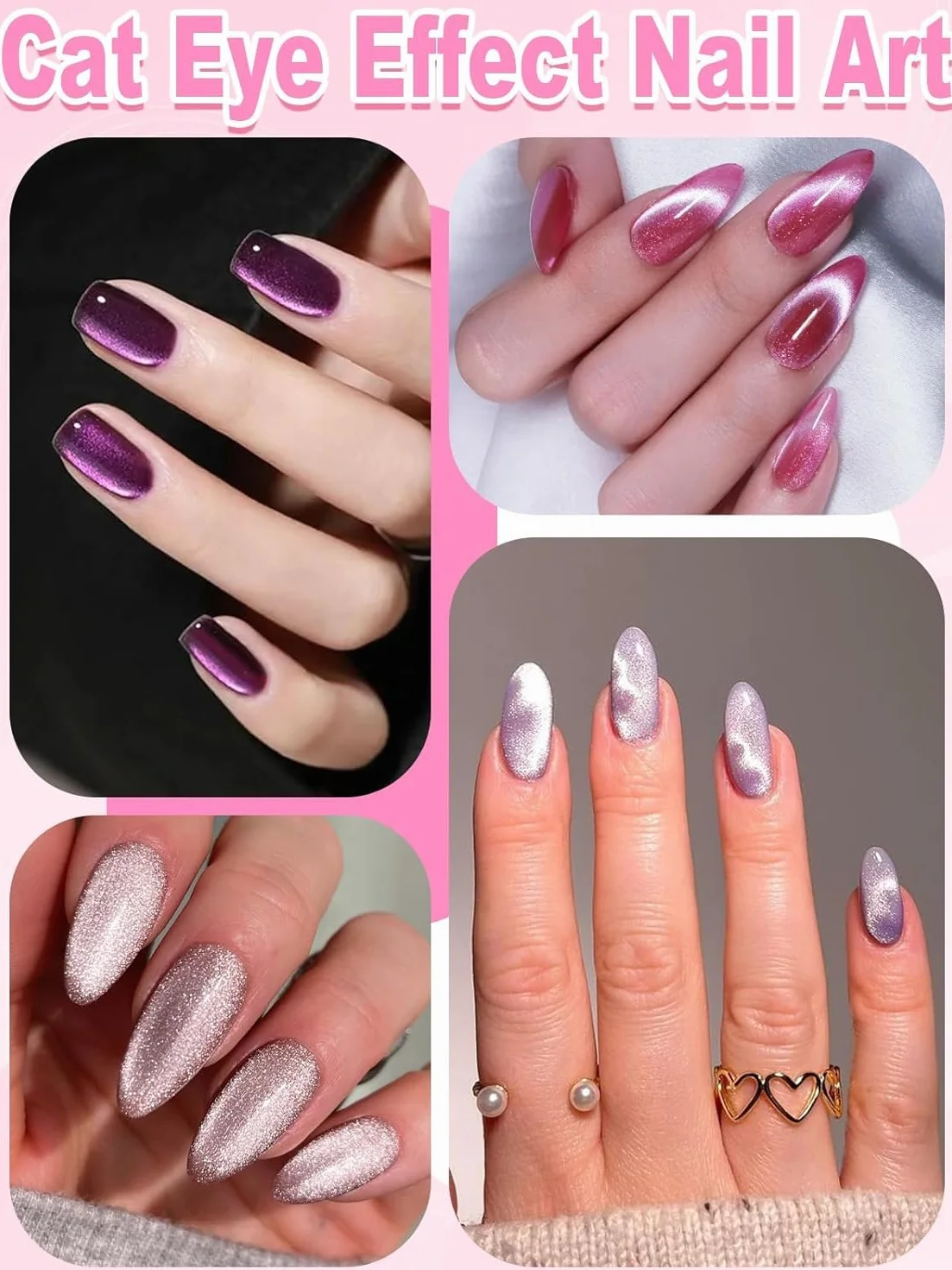 TOROKOM 54PCS Aimants Magnétiques Œil-de-Chat 3-en-1 pour Vernis Nail Art DIY
