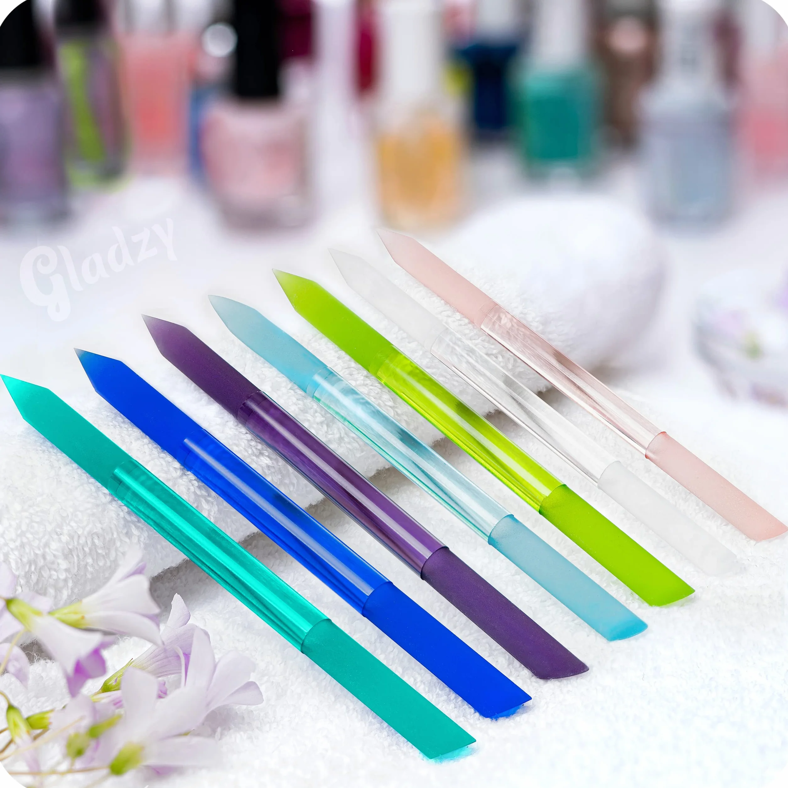 Lime à Ongles en Verre Gladzy - Bâton de Manucure avec Poussoir à Cuticules, Dissolvant Professionnel de Précision