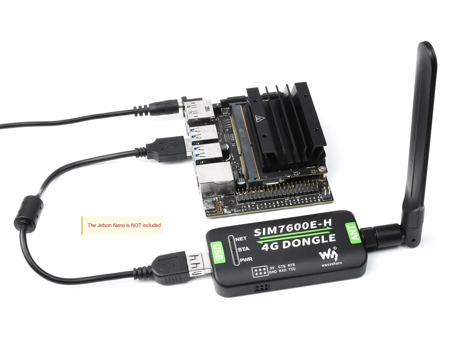 Waveshare SIM7600E-H 4G Dongle Antenna Industrial Grade GNSS Positioning Peripheral