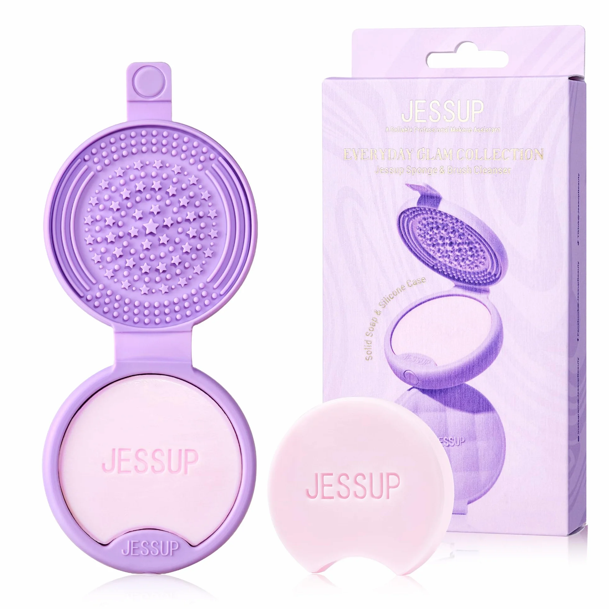 Jessup Tapis Nettoyant Pinceaux Maquillage Silicone avec 2 Savons Solides Outil Nettoyage Portable