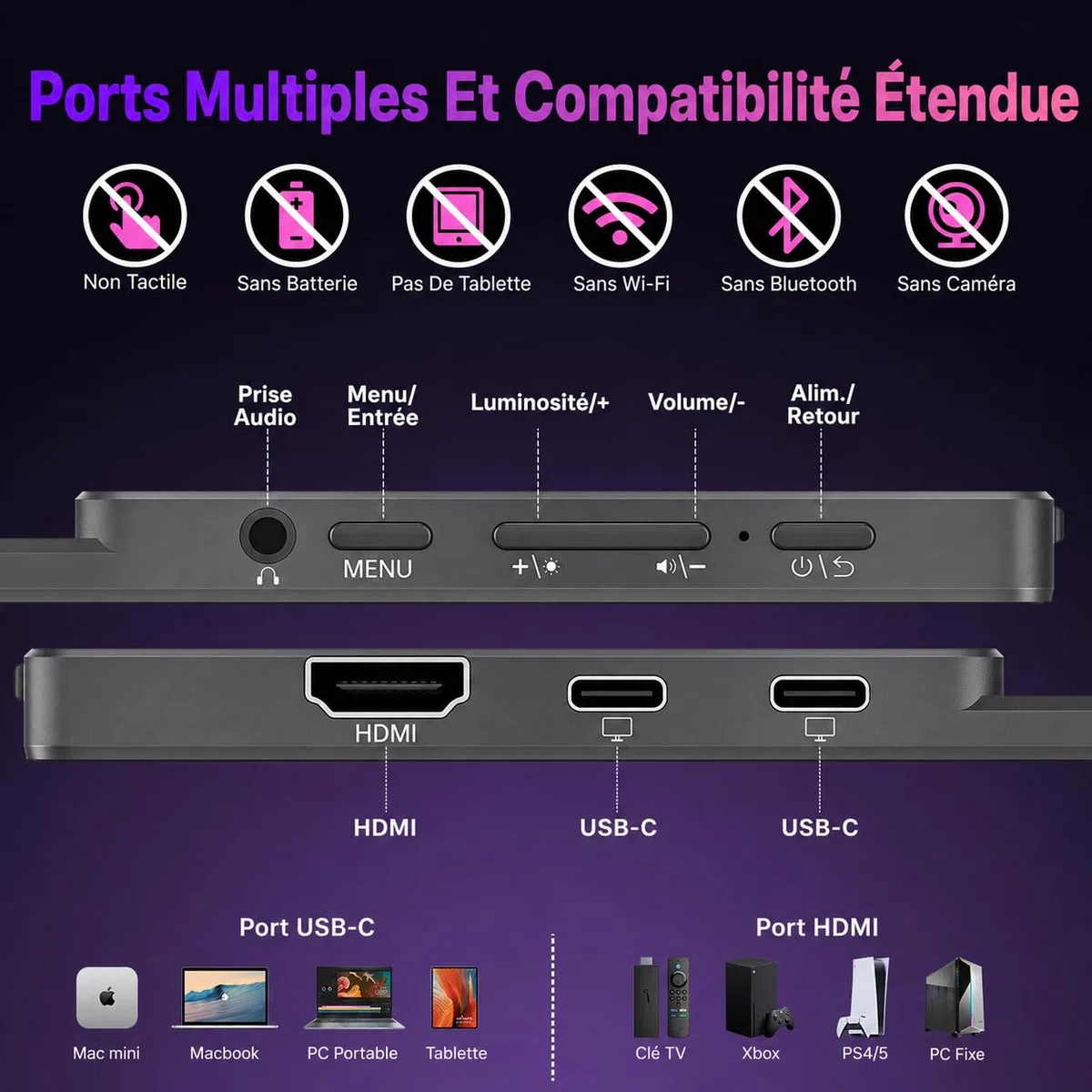 cocopar Ecran Portable 15,6 Pouces 4K QHD 145% sRGB avec Haut-Parleur HDMI USB-C Moniteur Portable Monitor pour Ordinateur Portable MacBook Surface PC Xbox PS5, VESA (Reconditionné)