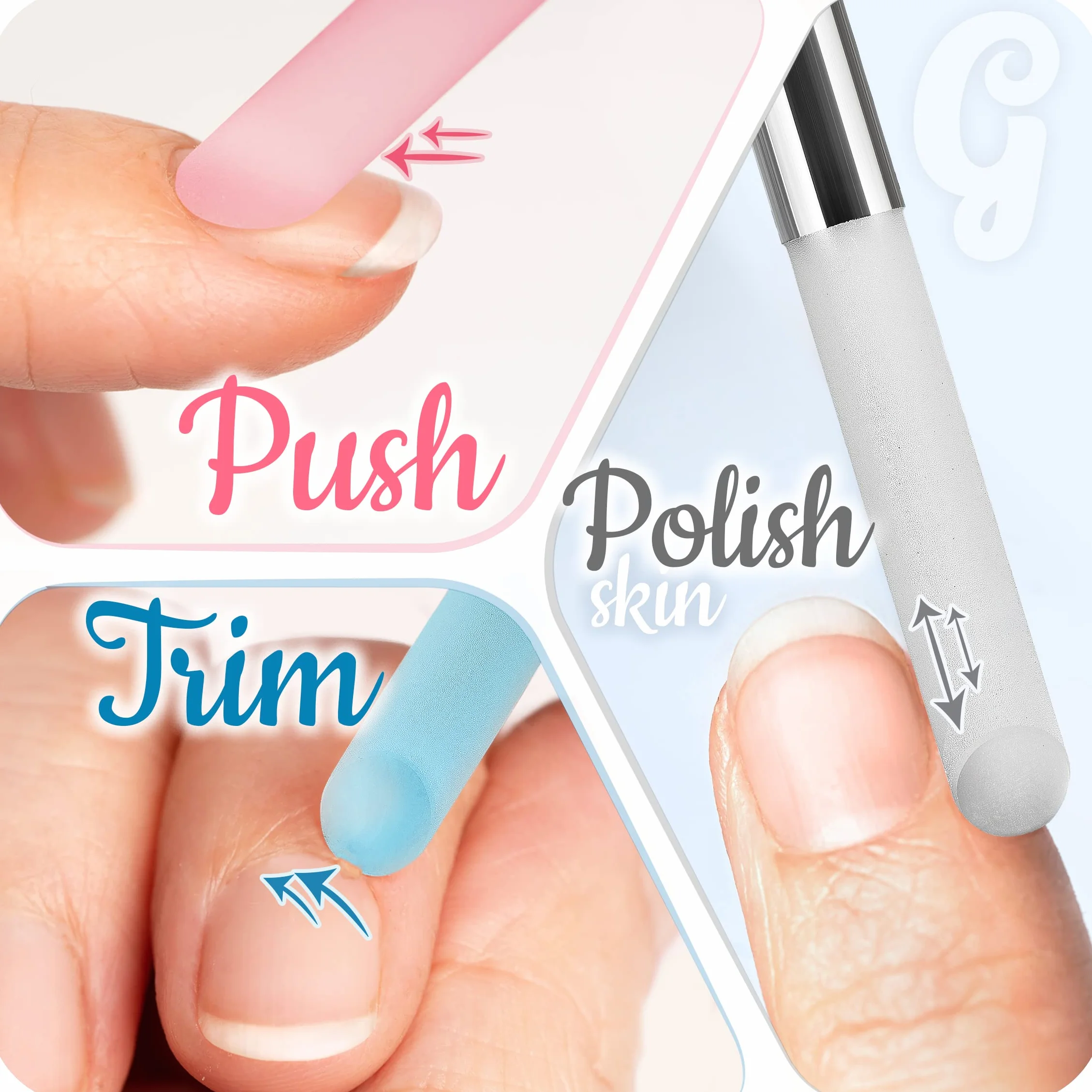 Lime à Ongles en Verre Gladzy - Bâton de Manucure avec Poussoir à Cuticules, Dissolvant Professionnel de Précision