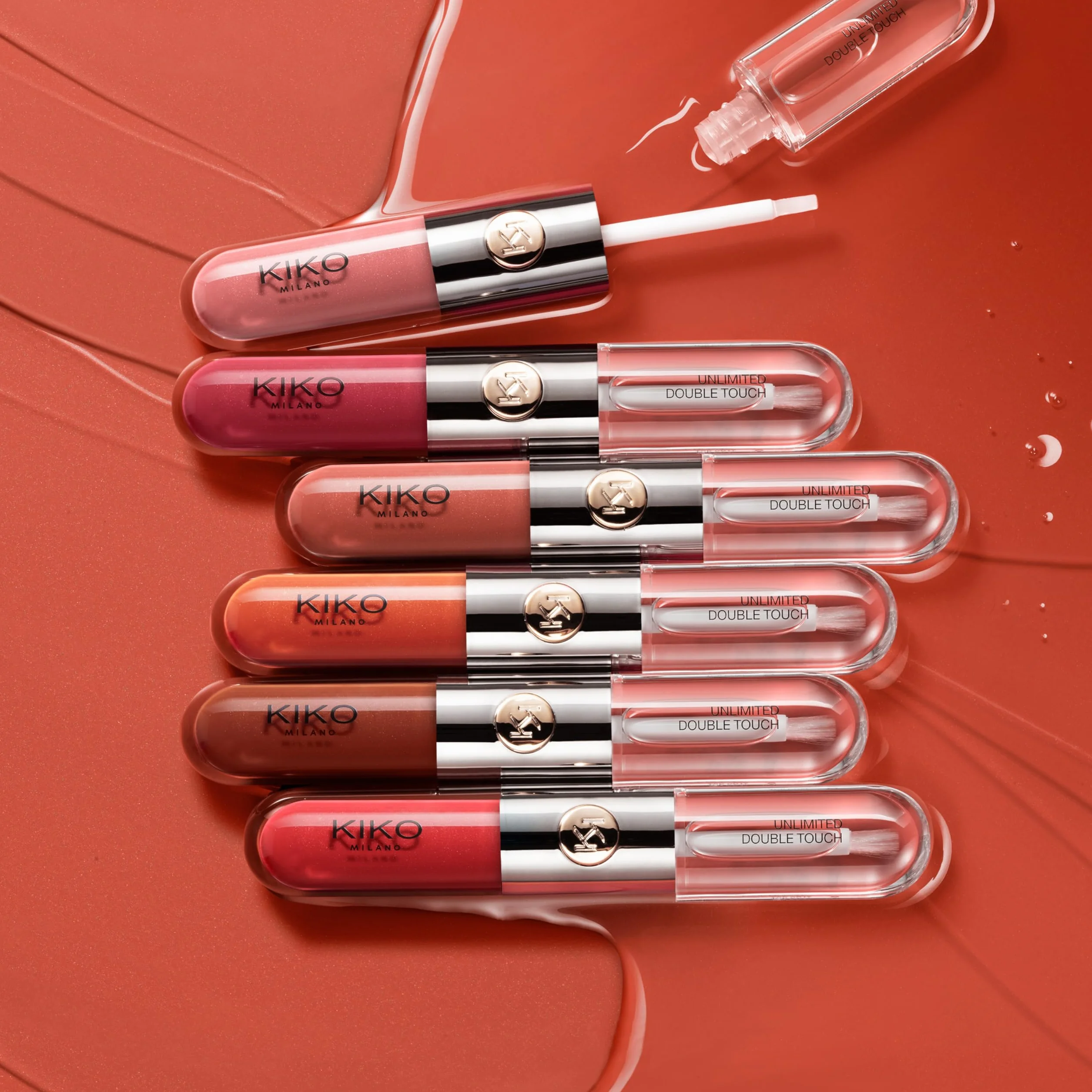 KIKO Milano Unlimited Double Touch 131 Rouge À Lèvres Liquide 2 Étapes Fini Lumineux Tenue 12 Heures Base Colorée Sans Transfert