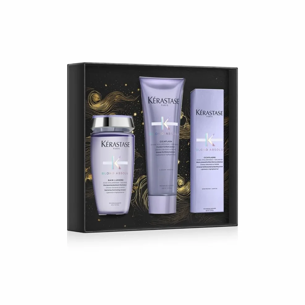 KÉRASTASE Blond Absolu Coffret Bain Lumière Fondant Cicaflash Sérum Cicaplasme Cheveux Blonds Décolorés Méchés