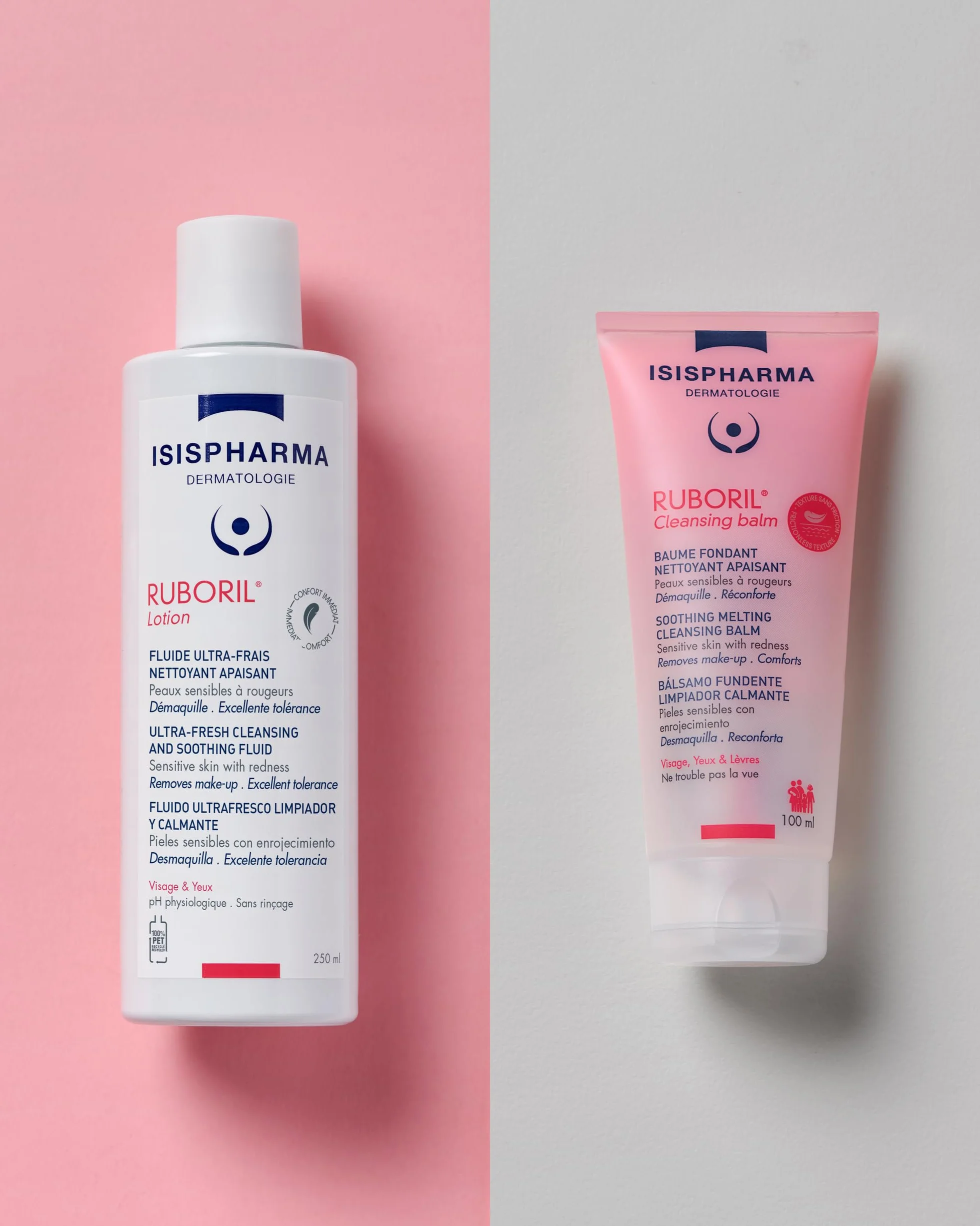 ISISPHARMA RUBORIL Lotion Lait Démaquillant Apaisant 250 ml Peaux Sensibles Sans Rinçage Non parfumé Visage Yeux