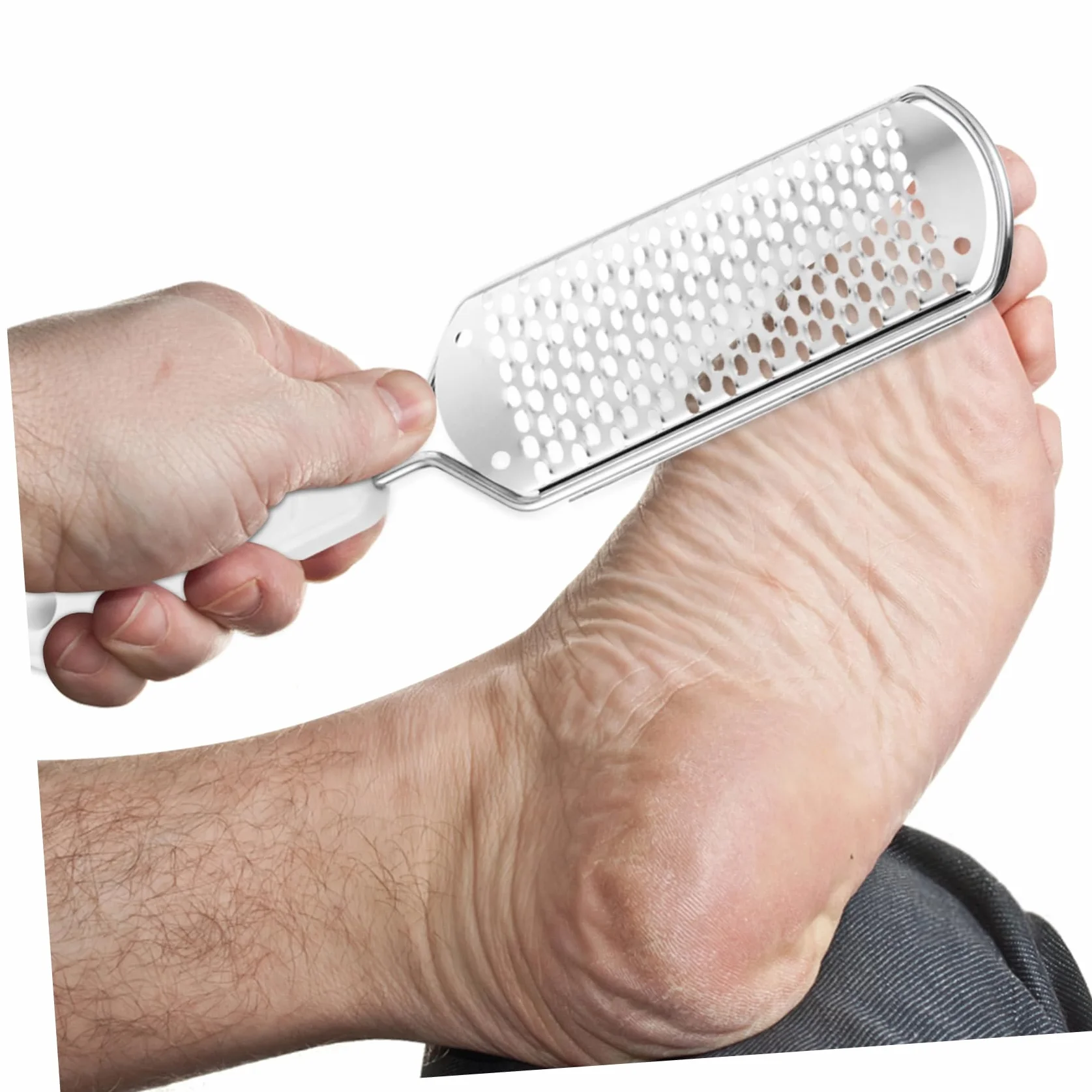 FRCOLOR Râpe à Peaux Mortes Acier Inoxydable Pied 2pièces Ergonomique Portable