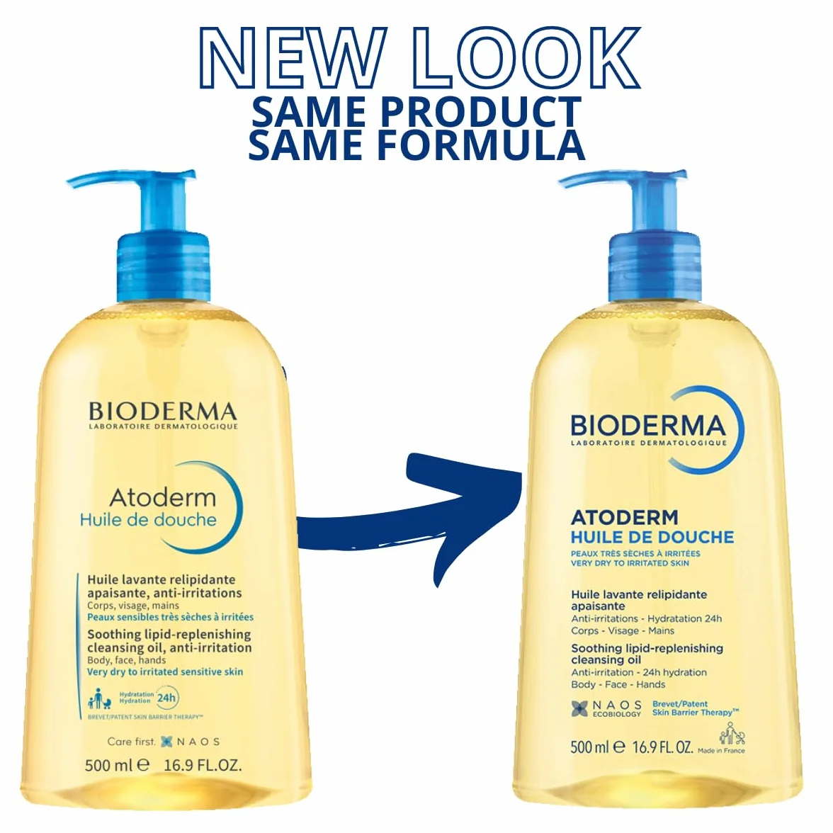 Bioderma Atoderm Huile de Douche Nettoyant Apaisant Anti-Irritations 500 ml Peaux Sensibles Sèches