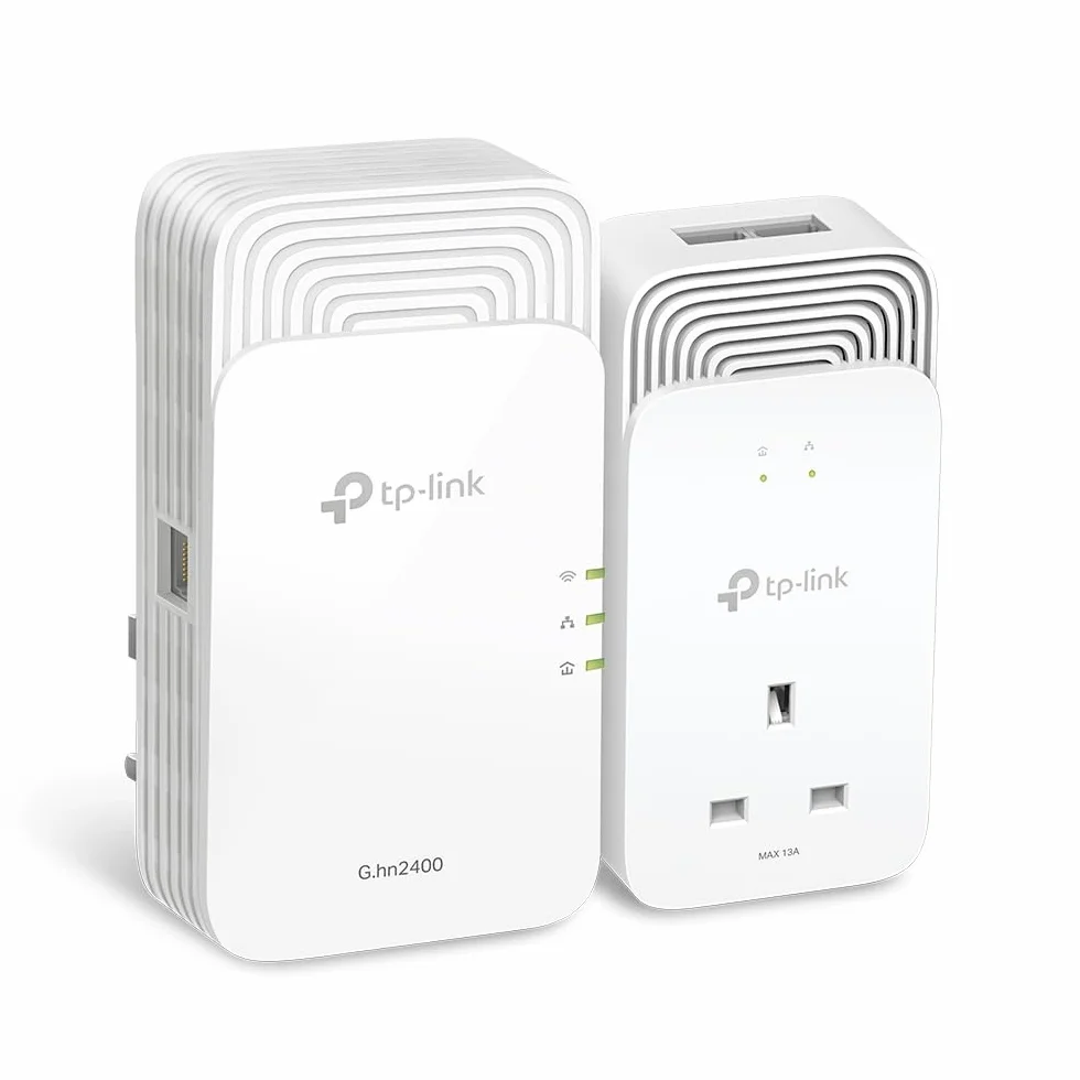 TP-Link Kit PGW2440 Avancé Adaptateur Powerline G.hn 2400 Mbps Boosteur Internet WiFi 6 1800 Mbps, Alimentation Supplémentaire, 2+1 Ports Gigabit Ethernet, Streaming et Jeux 8K
