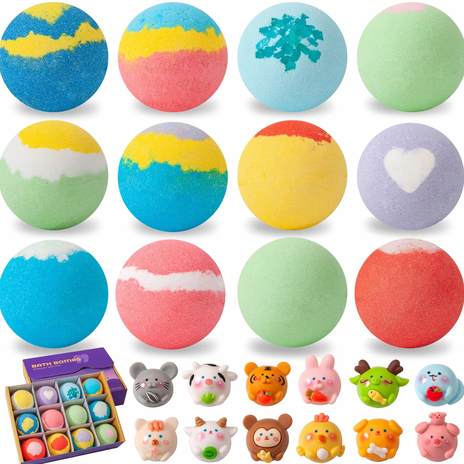 Bombes de Bain pour Enfants avec Jouet Surprise, Organiques Naturelles, Sans Cruauté, Cadeau pour Garçons et Filles