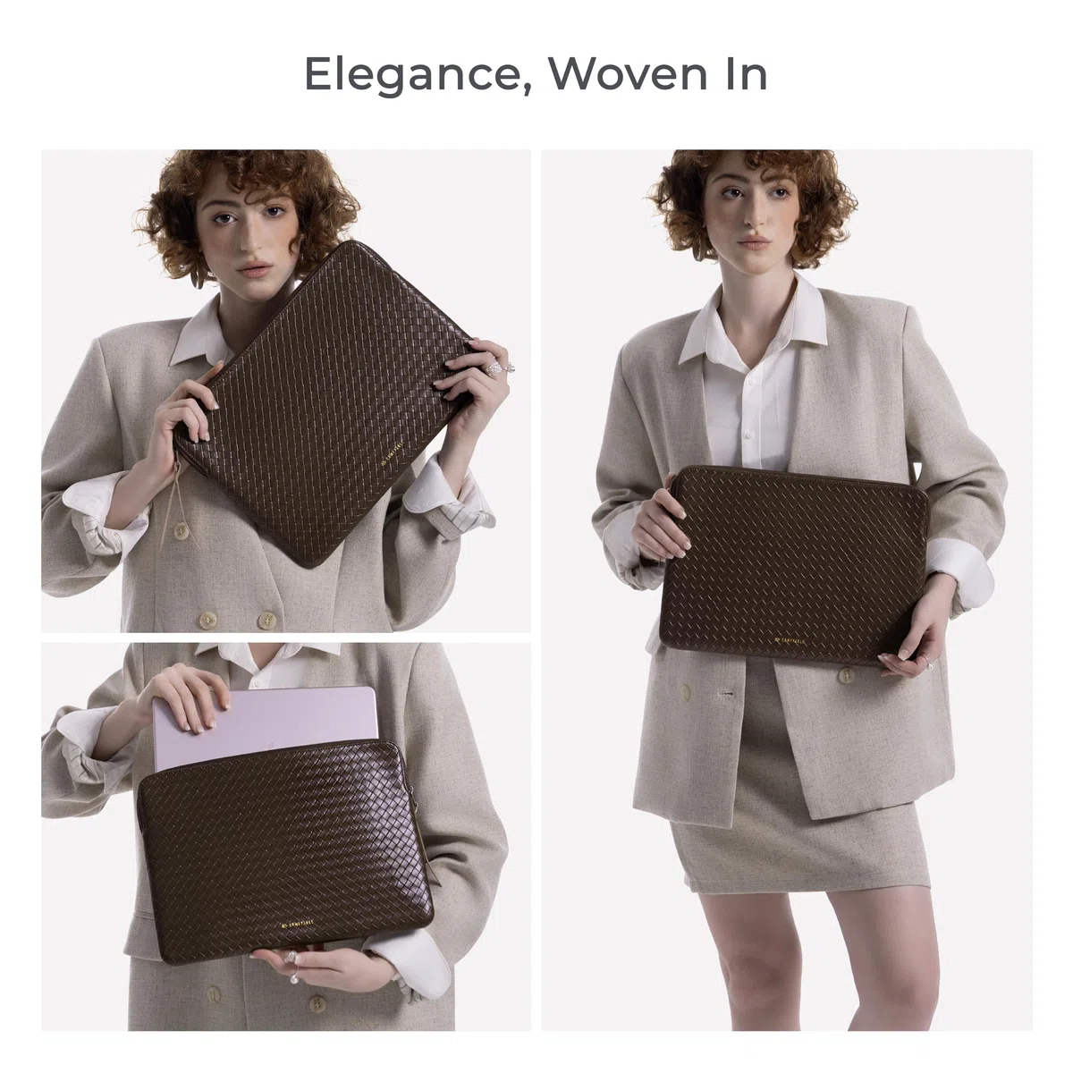 Comfyable Housse tissée pour ordinateur portable compatible avec MacBook Air 13" M5 M4 M3 M2, MacBook Pro/Neo 13", étui de voyage en similicuir pour homme et femme, marron moka