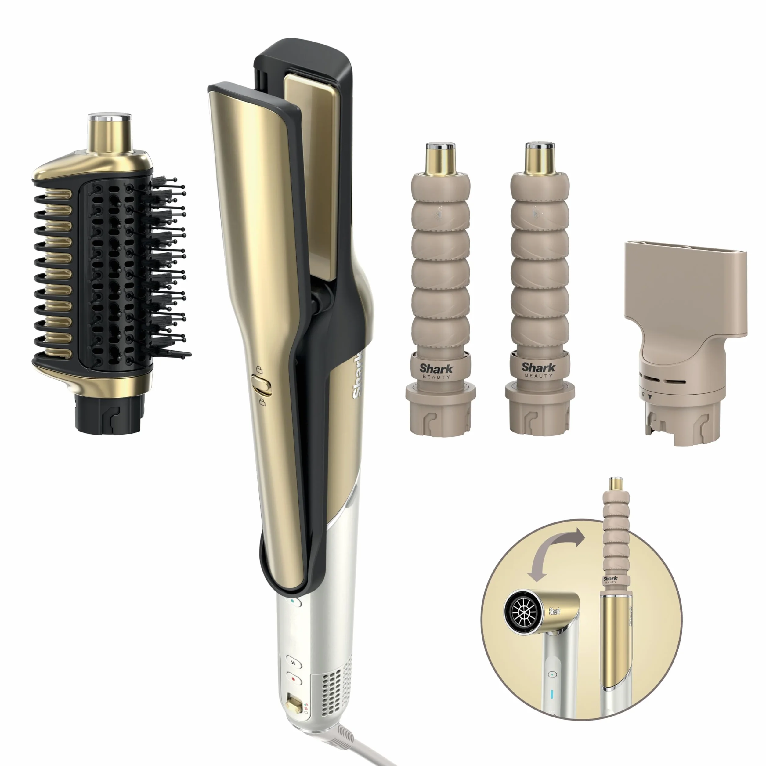Shark Glam Multistyler Brosse soufflante et volumisante Lisseur cheveux Boucleurs auto-enroulants