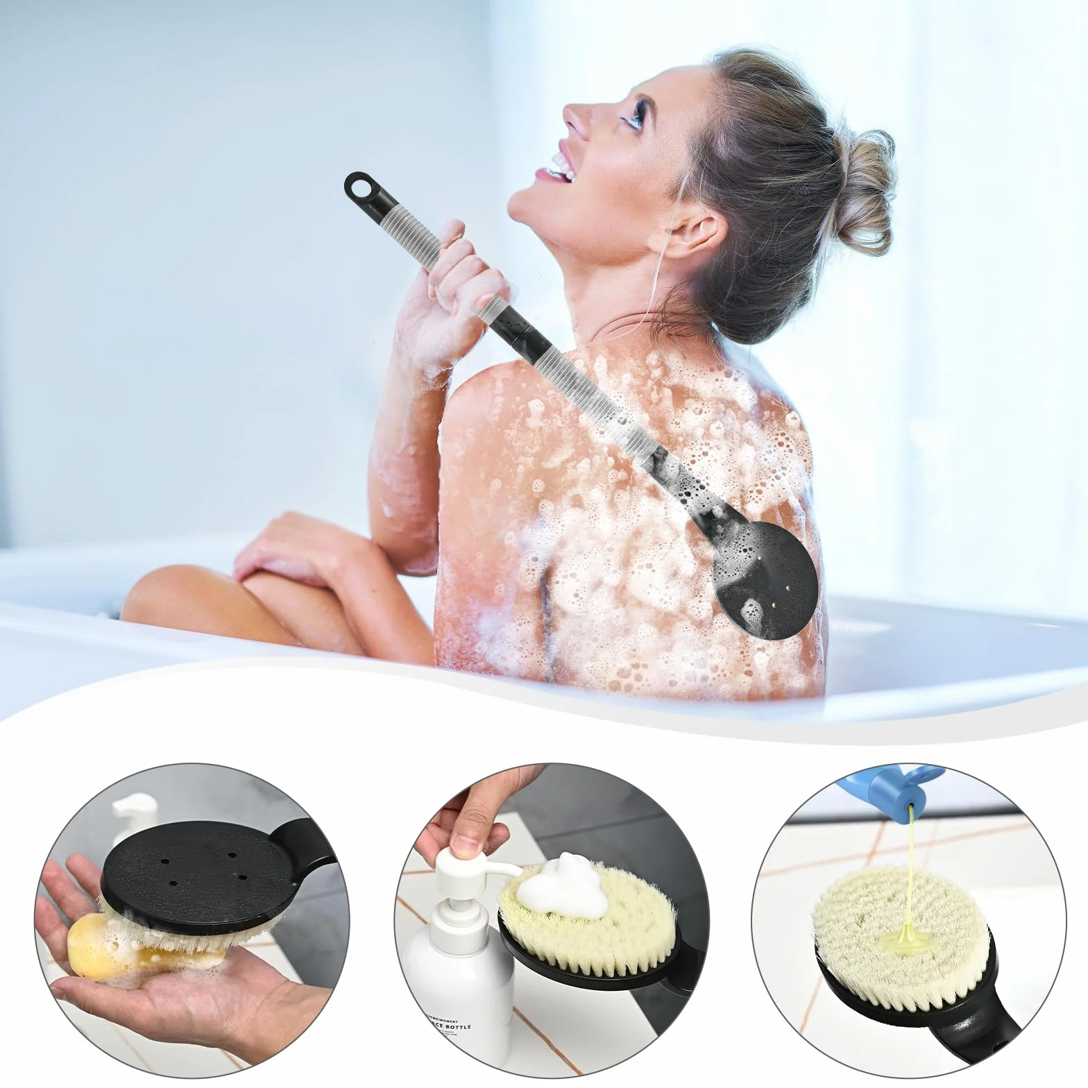 Brosse dos Douche Long Manche 55,1 cm Nylon Souple Exfoliation Corps