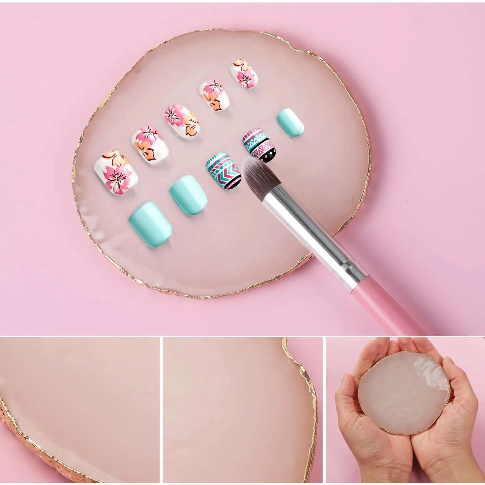 Palette de manucure peinte en résine pour nail art des ongles - Palette de maquillage pour ongles (blanc)
