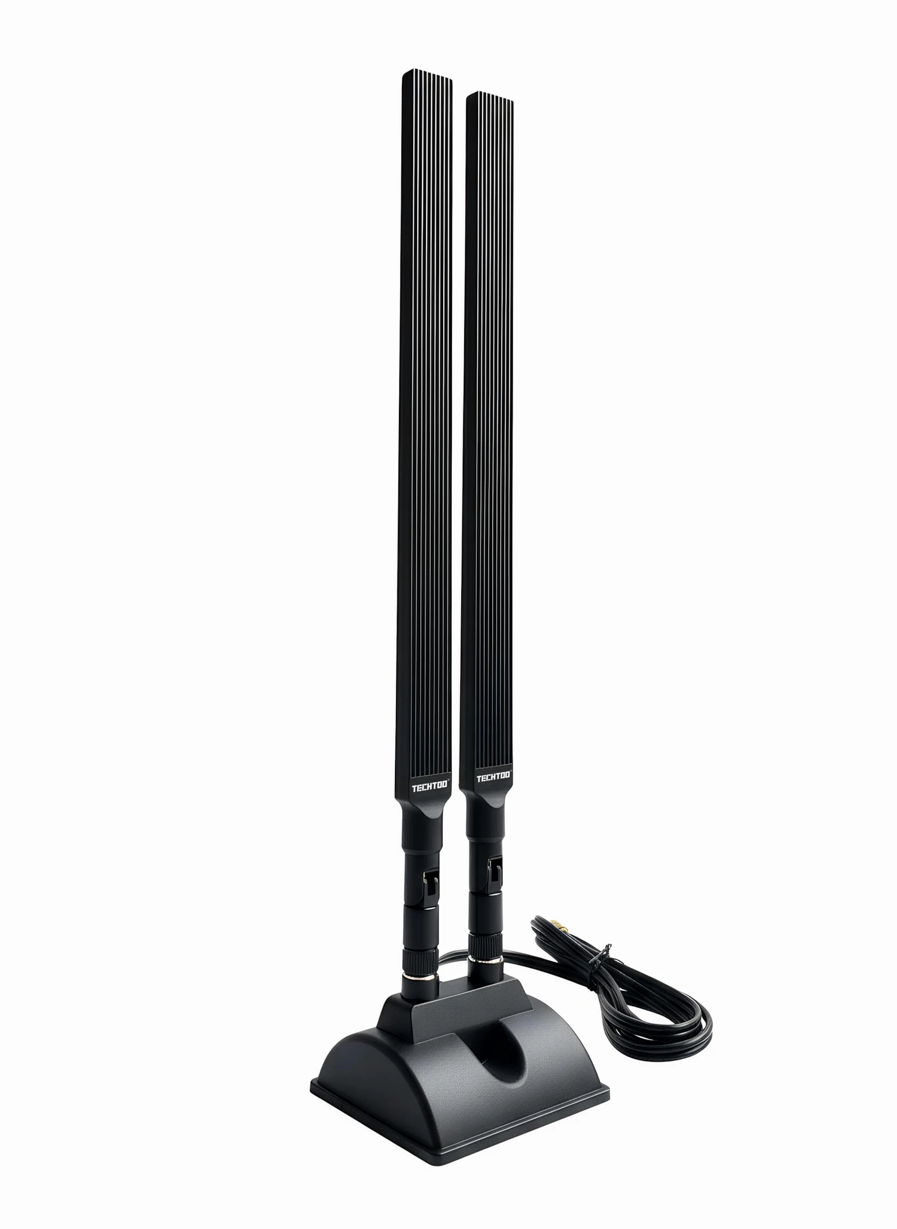 TECHTOO Antenne WiFi 12 dBi double bande 2,4 GHz 5 GHz RP-SMA Antennes WiFi avec base magnétique et câble d'extension de 1,2 m pour PC de bureau, ordinateur de bureau, carte réseau sans fil, carte
