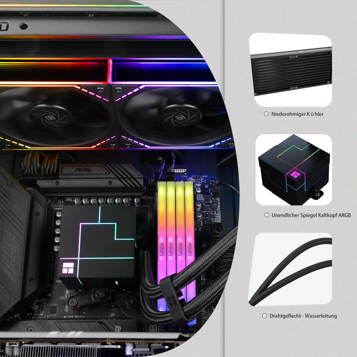 TR-Thermalright Core Matrix 360 ARGB Black V2 Refroidisseur liquide pour processeur 360 mm Aio, ventilateur de connexion modulaire sans fil 2000 tr/min, pour AM5, Intel LGA1851/1700/115x/1200