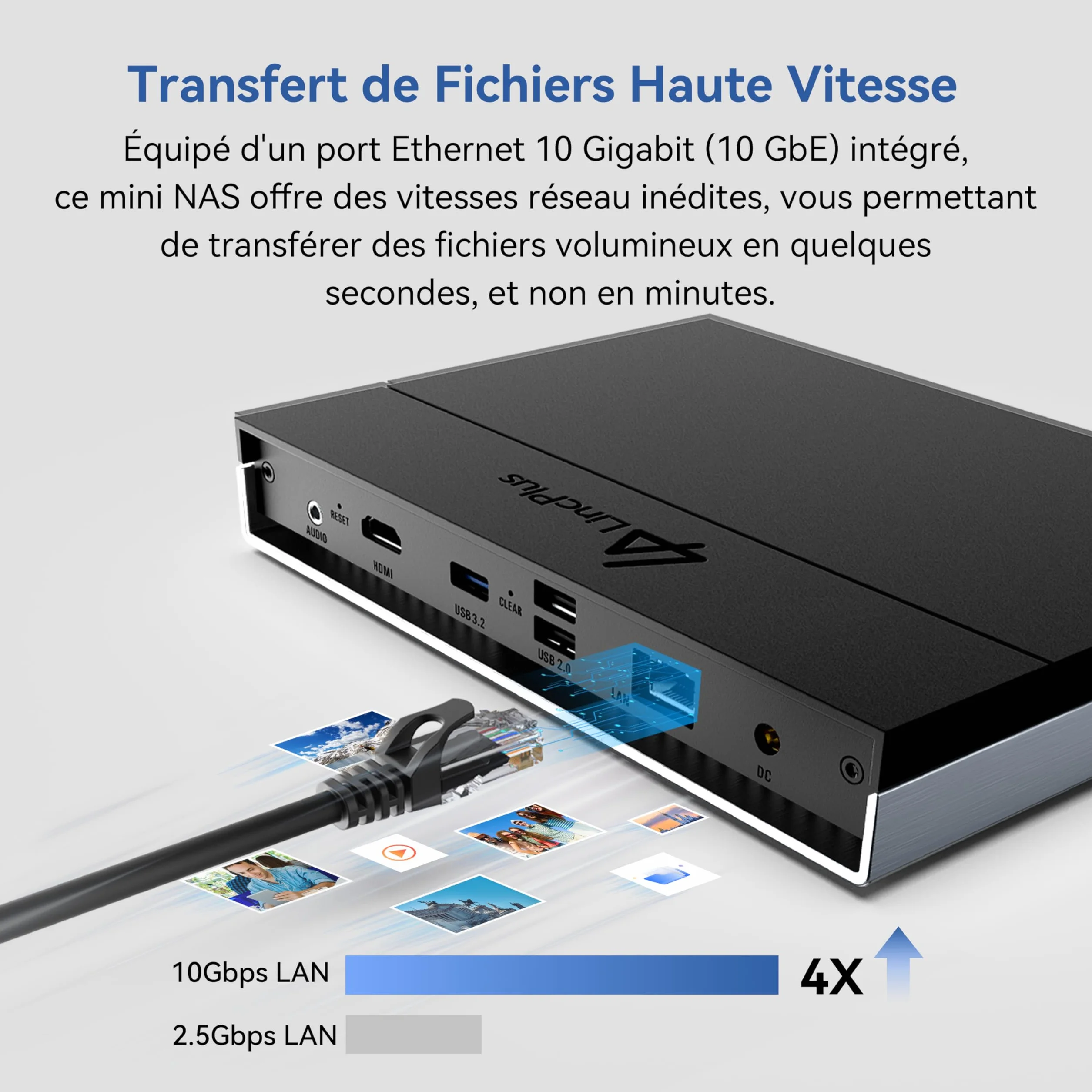LincStation N2 NAS 6 Baies Intel N100 Quad-Core 16 Go LPDDR5 128 Go eMMC 10GbE 2.5 HDD M.2 NVMe 4K HDMI Stockage en Réseau