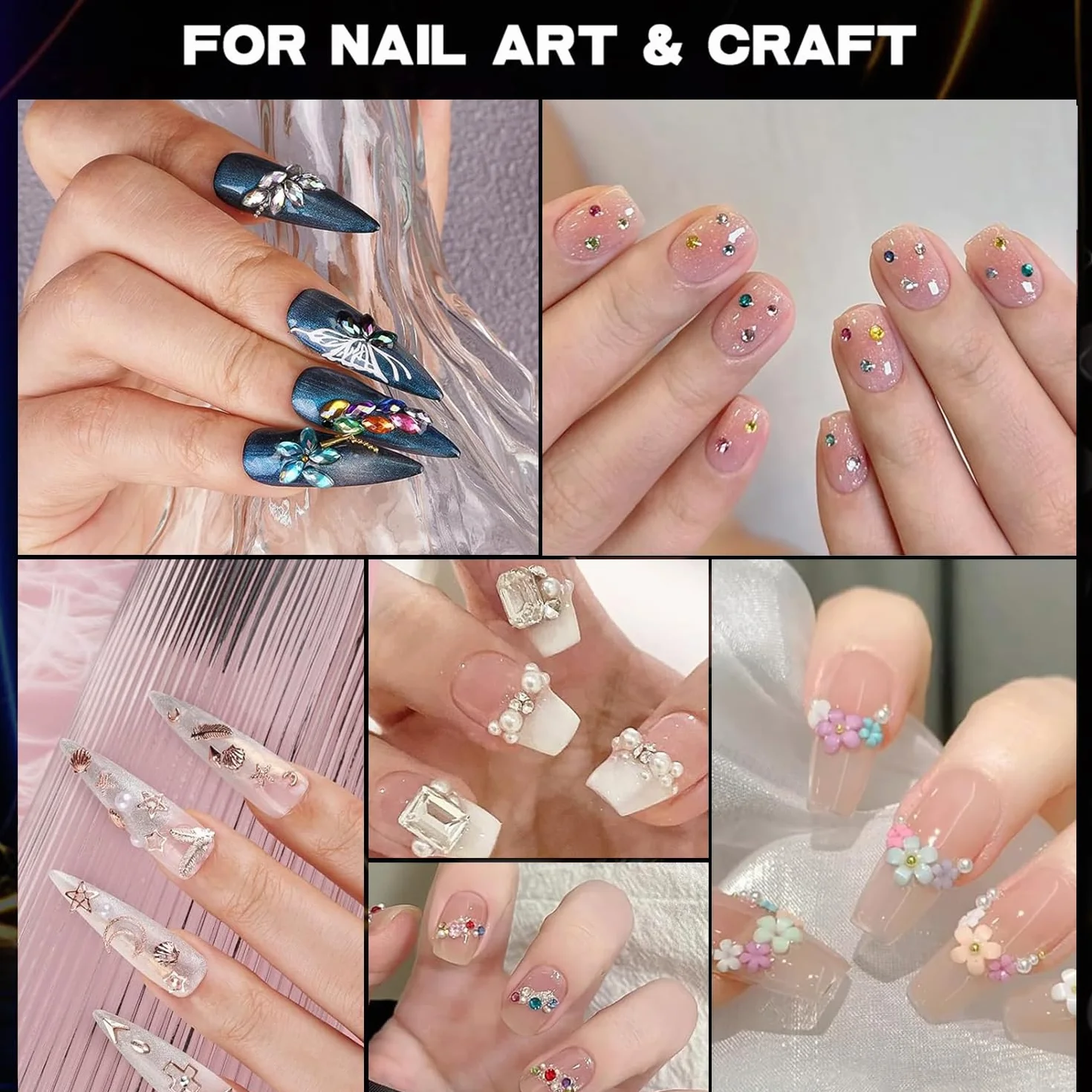 Strass Ongle Nail Art 3500 Pièces avec Pince à Epiler et Stylo de Cueillette pour Décoration