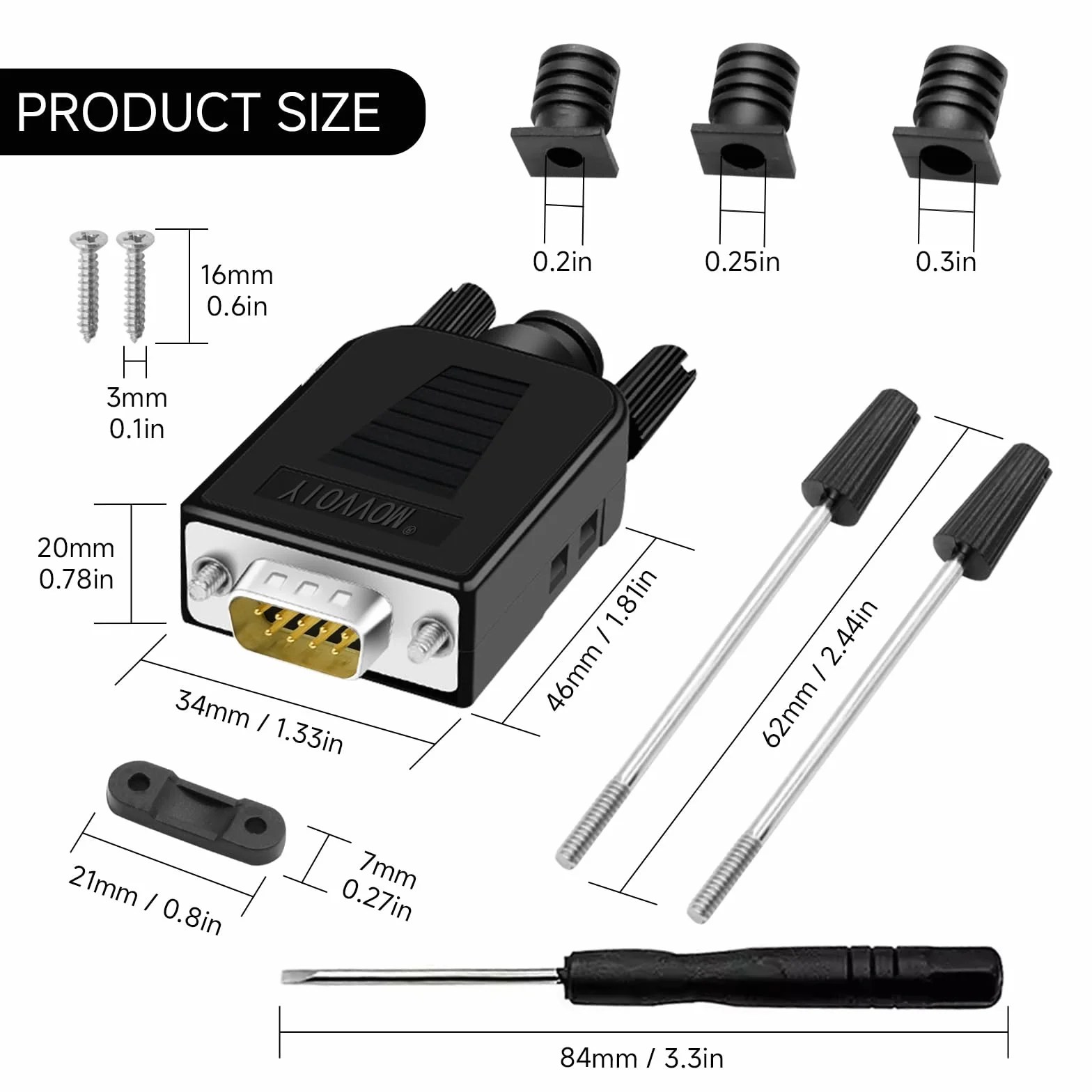 Connecteur DB9 RS232 D-SUB Adaptateur série (10 adaptateurs mâles)