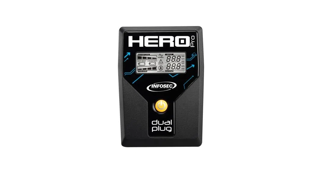 Onduleur Hero Pro Dual Plug 700 - Infosec - UPS PC, écran, Box, TV, 1 Prise FR/Schuko 3 Prises IEC, ASI 700VA/360W
