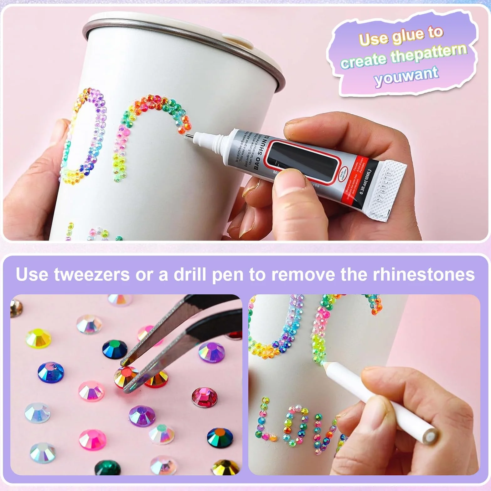Kit Strass à Coller 32000PCS 40 Couleurs 3 mm avec Colle et Stylo pour Nail Art DIY