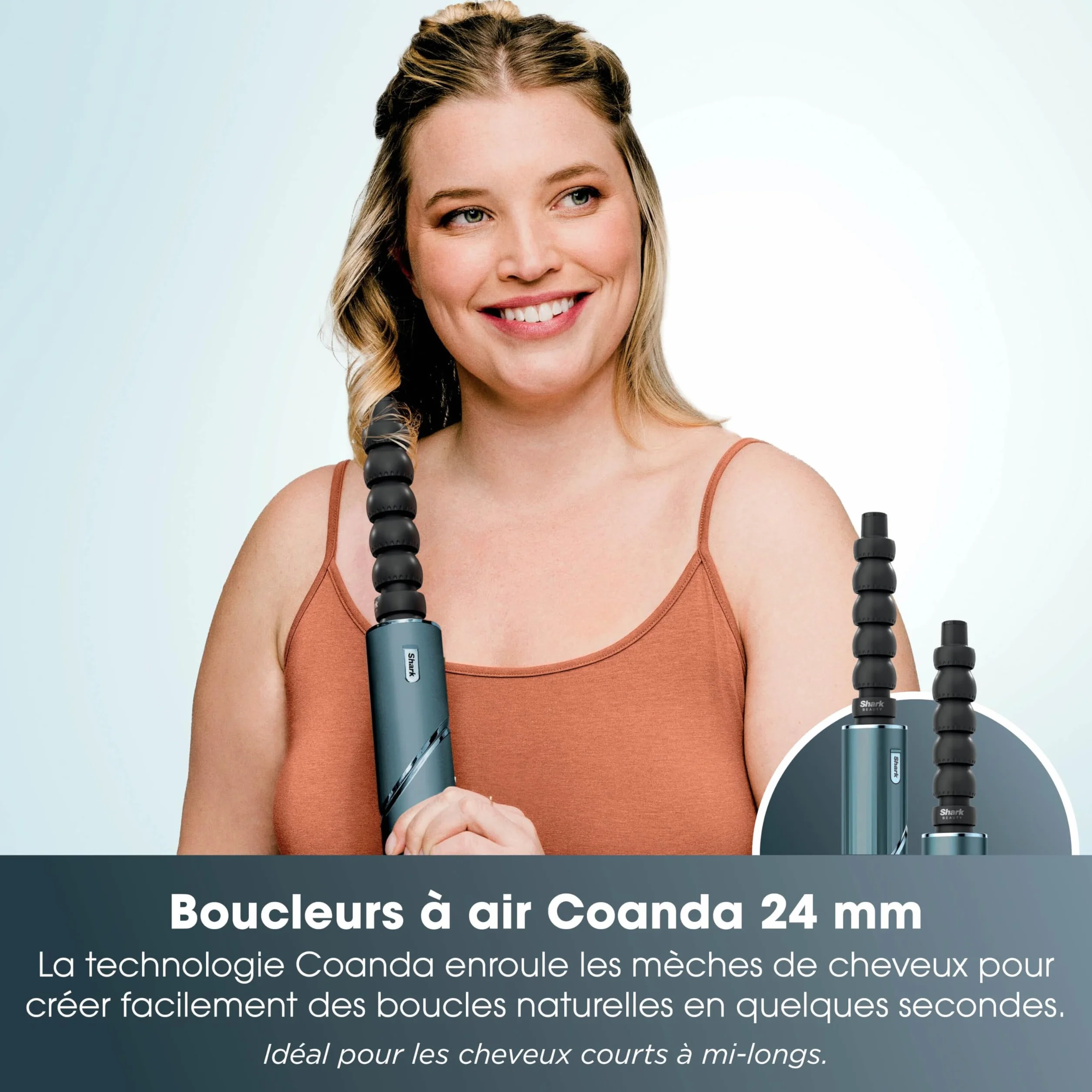 Shark FlexStyle HD456TLEU Bleu sarcelle Boucleurs à Air Anti-Frisottis Brosse Ovale Concentrateur