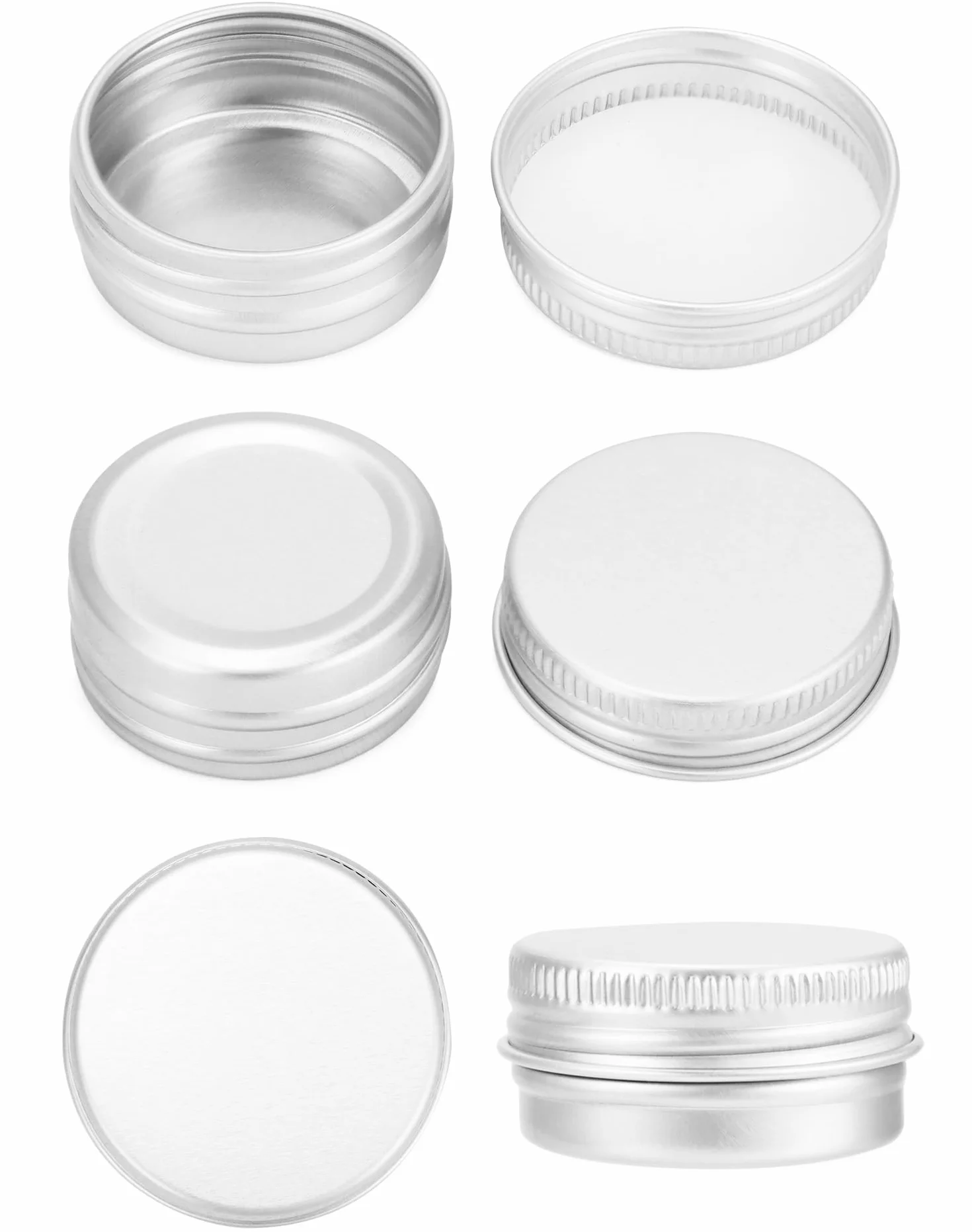 QWORK 30 Pièces Pots Rond en Aluminium avec Couvercle 15ml pour Maquillage Crème Baume à Lèvres