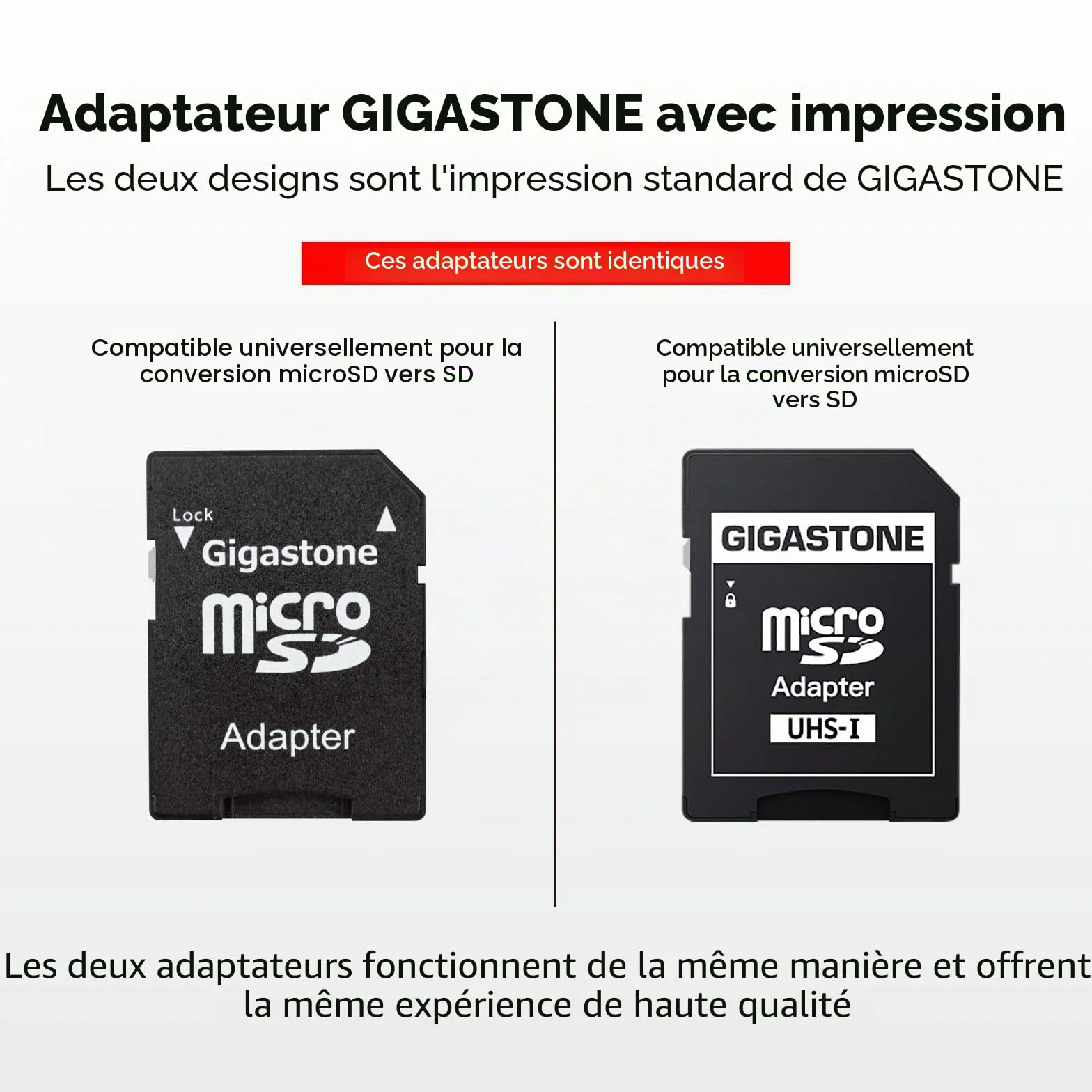GIGASTONE Carte Mémoire Micro SDHC 8 Go Lot de 2 U1 C10 Haute Vitesse Compatible Android Gopro Samsung