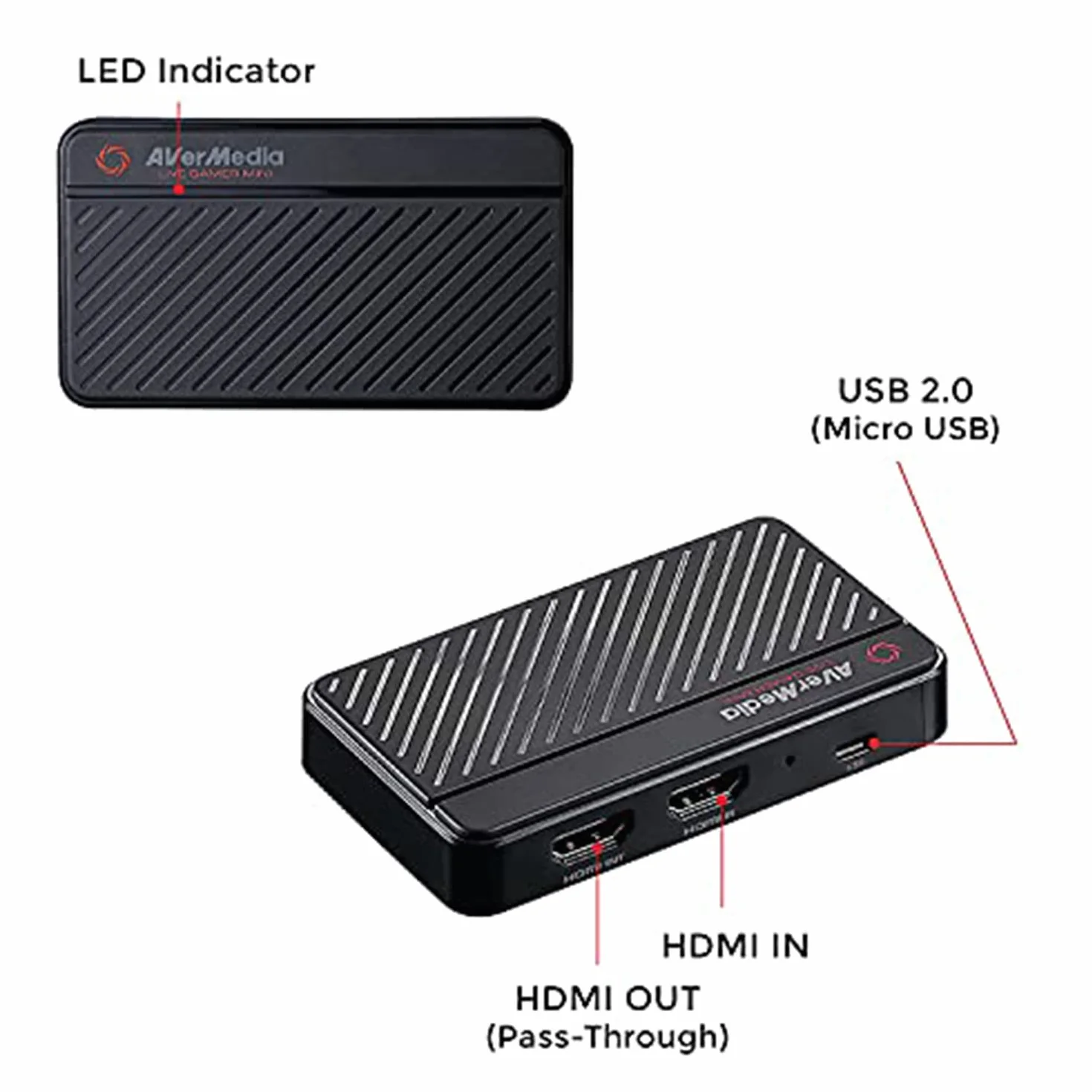 AVerMedia Live Gamer MINI GC311, Pass-Through full HD 1080p60, Carte de capture de jeu USB 2.0, Encodeur matériel, Plug & Play, Pour les débutants, Switch, PS4, Xbox, iPhone, iPad