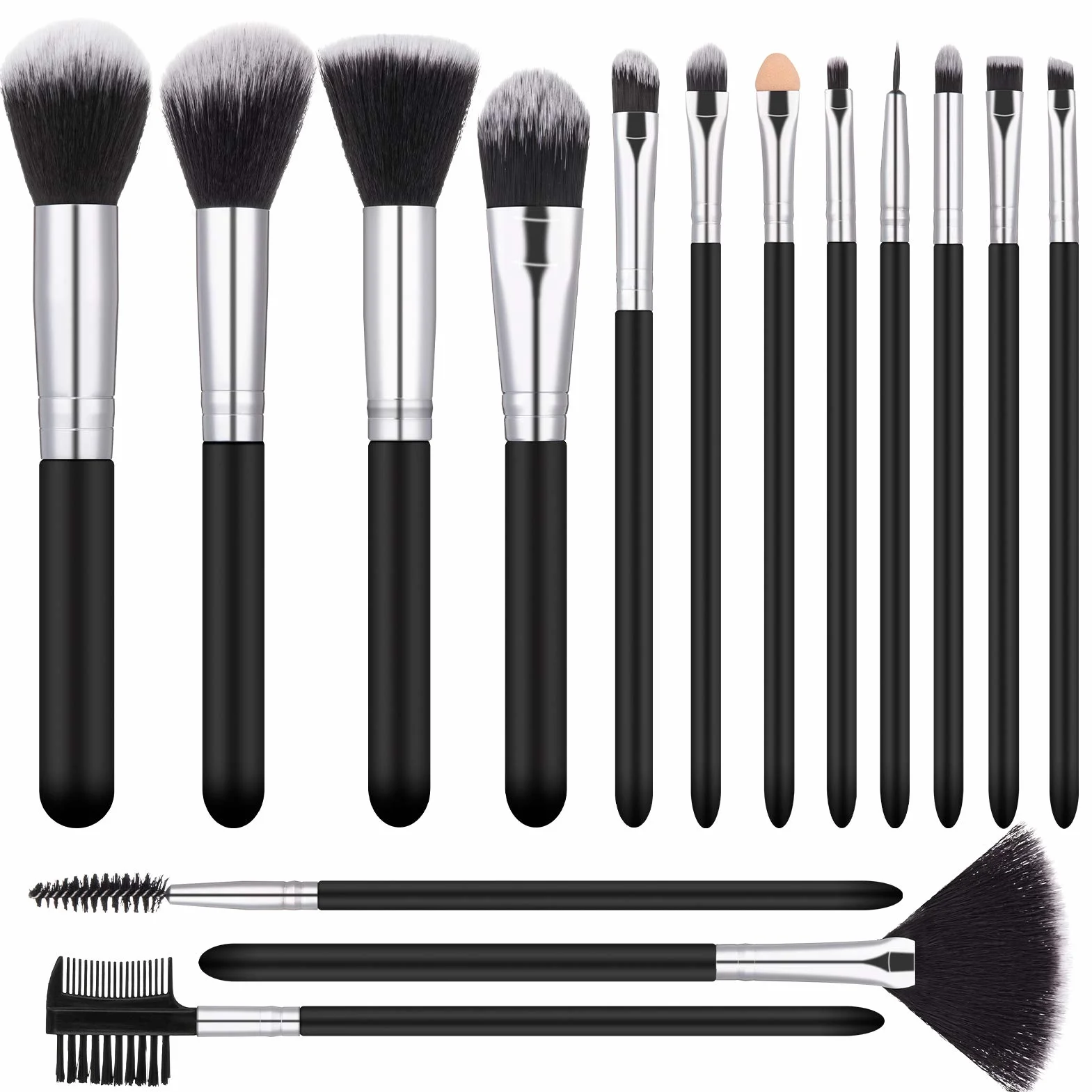 Set de Pinceaux Maquillage 15 Pièces Synthétique Professionnel