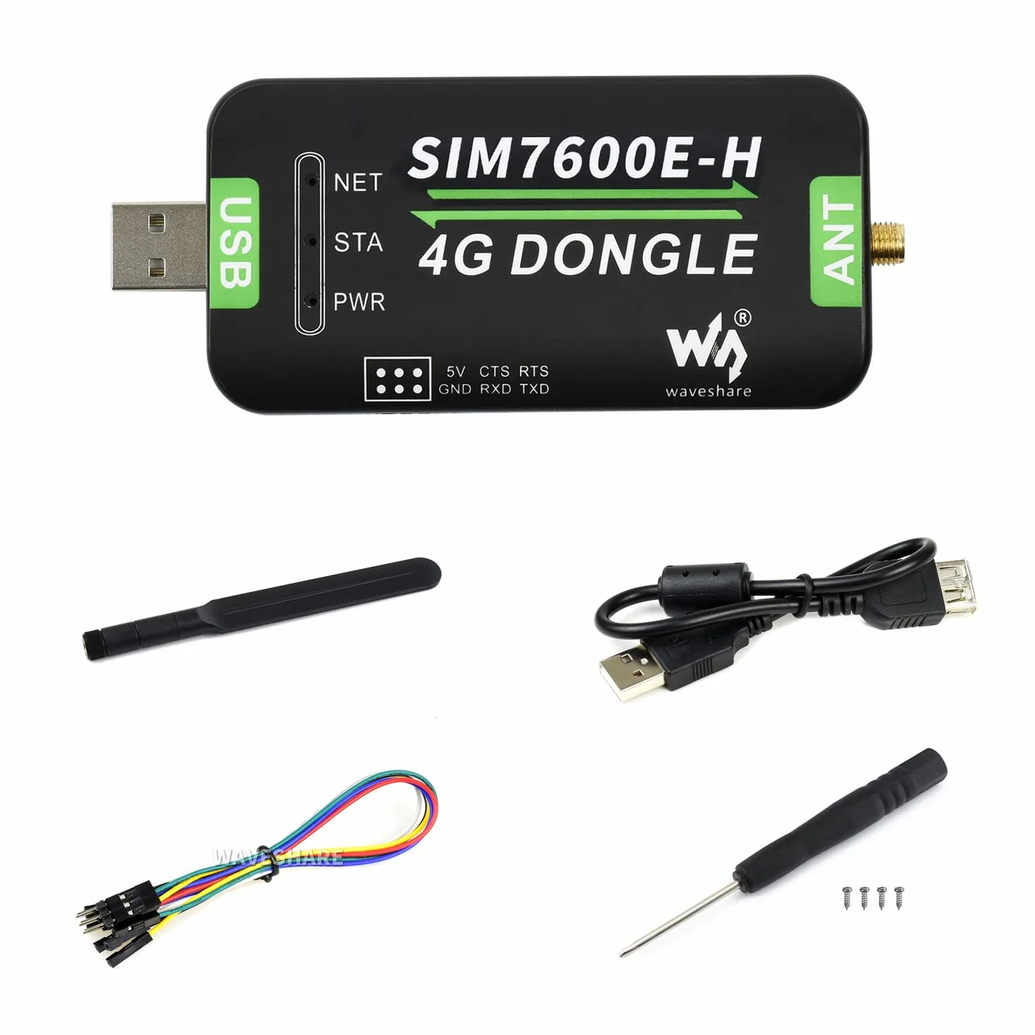 Waveshare SIM7600E-H 4G Dongle Antenna Industrial Grade GNSS Positioning Peripheral