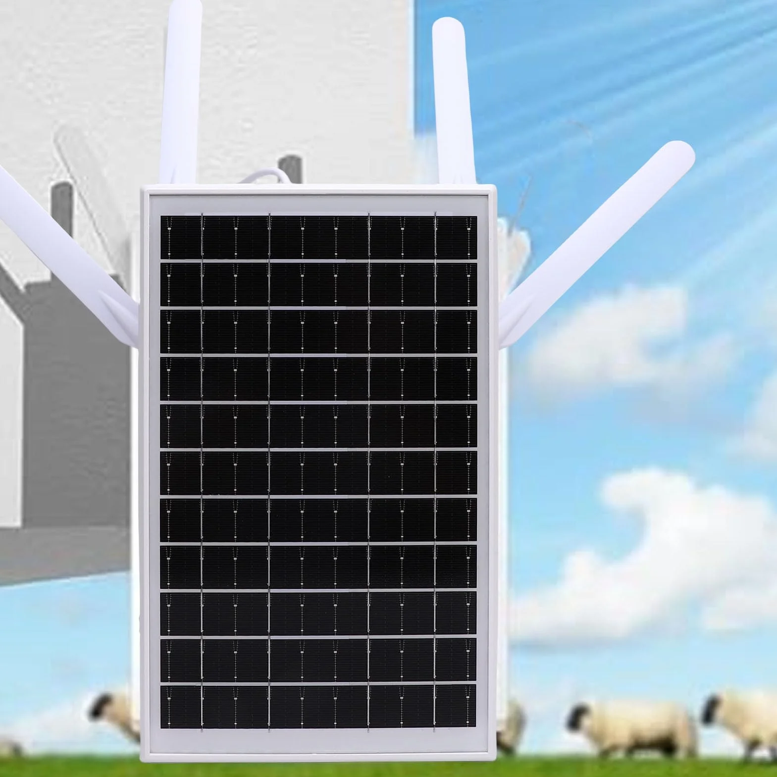 Acouto Modem Modem Router, 12W Pannel, 18000mAh Battery, IP66 IP66 WiFi en Plein Air pour Le Camping et Le Routeur Moderne Solar Solar 4G à énergie RV 4G (Antennes Blanches)