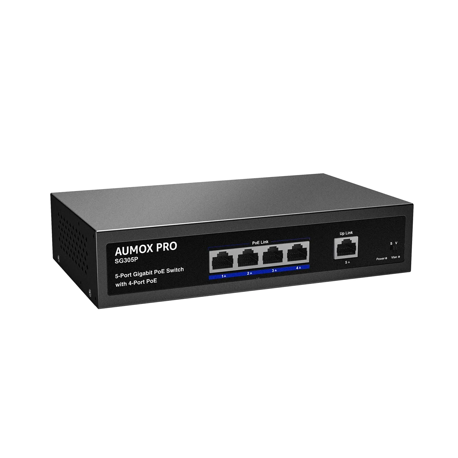SG305P Commutateur PoE Gigabit Ethernet 5 ports non géré avec 1 port Gigabit montant 78 W, Plug and Play, commutateur réseau VLAN en métal robuste sans ventilateur 802.3af/at, montage mural