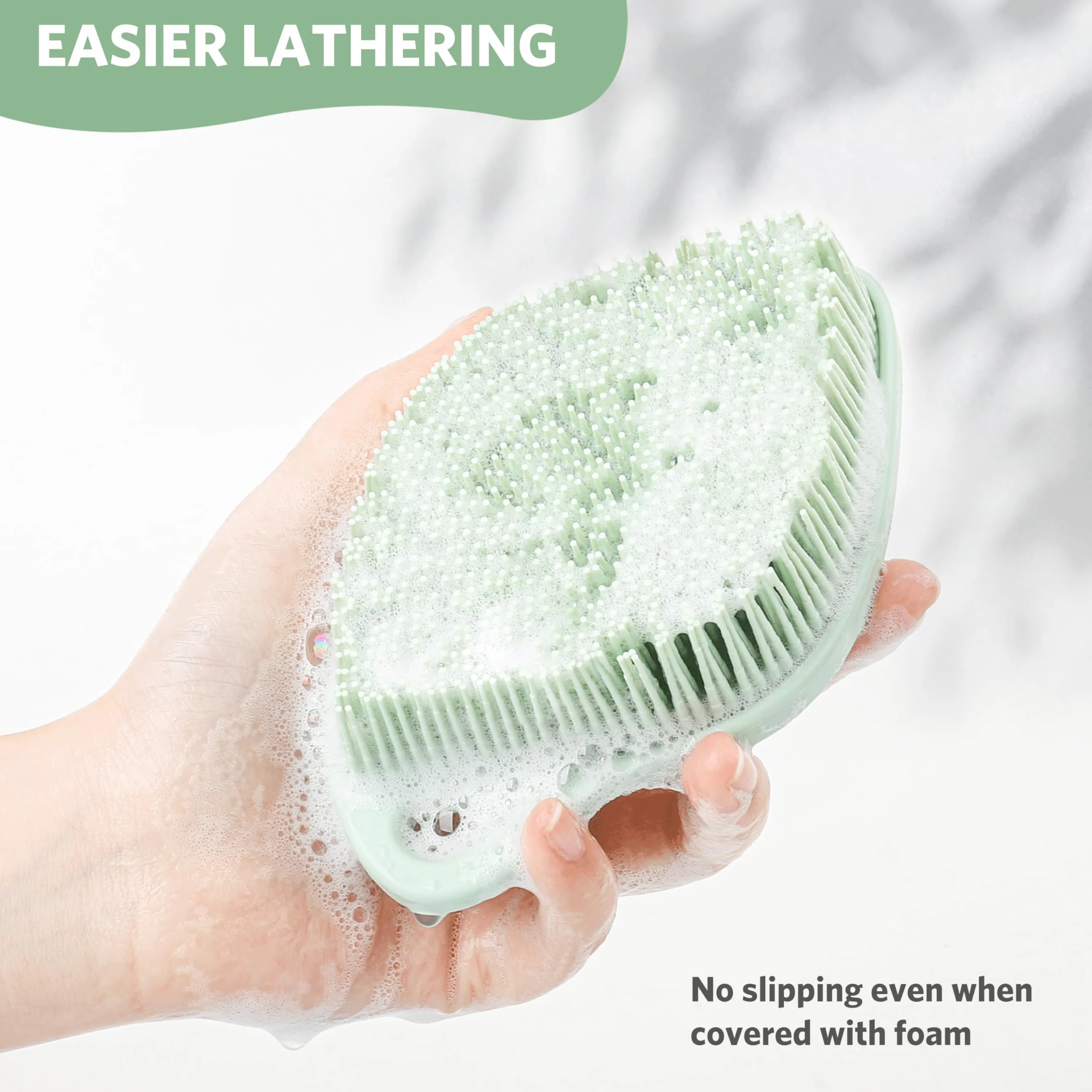 Brosse pour le corps en silicone exfoliant peau sensible loofah silicone vert sapin
