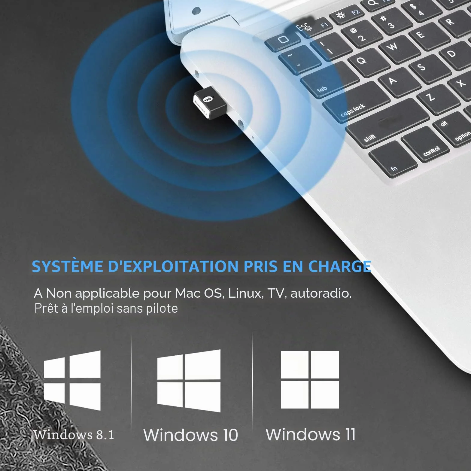 Dongle Bluetooth 5.3 Cle Bluetooth pour PC Faible Latence Compatible Windows 11/10/8.1/7 USB