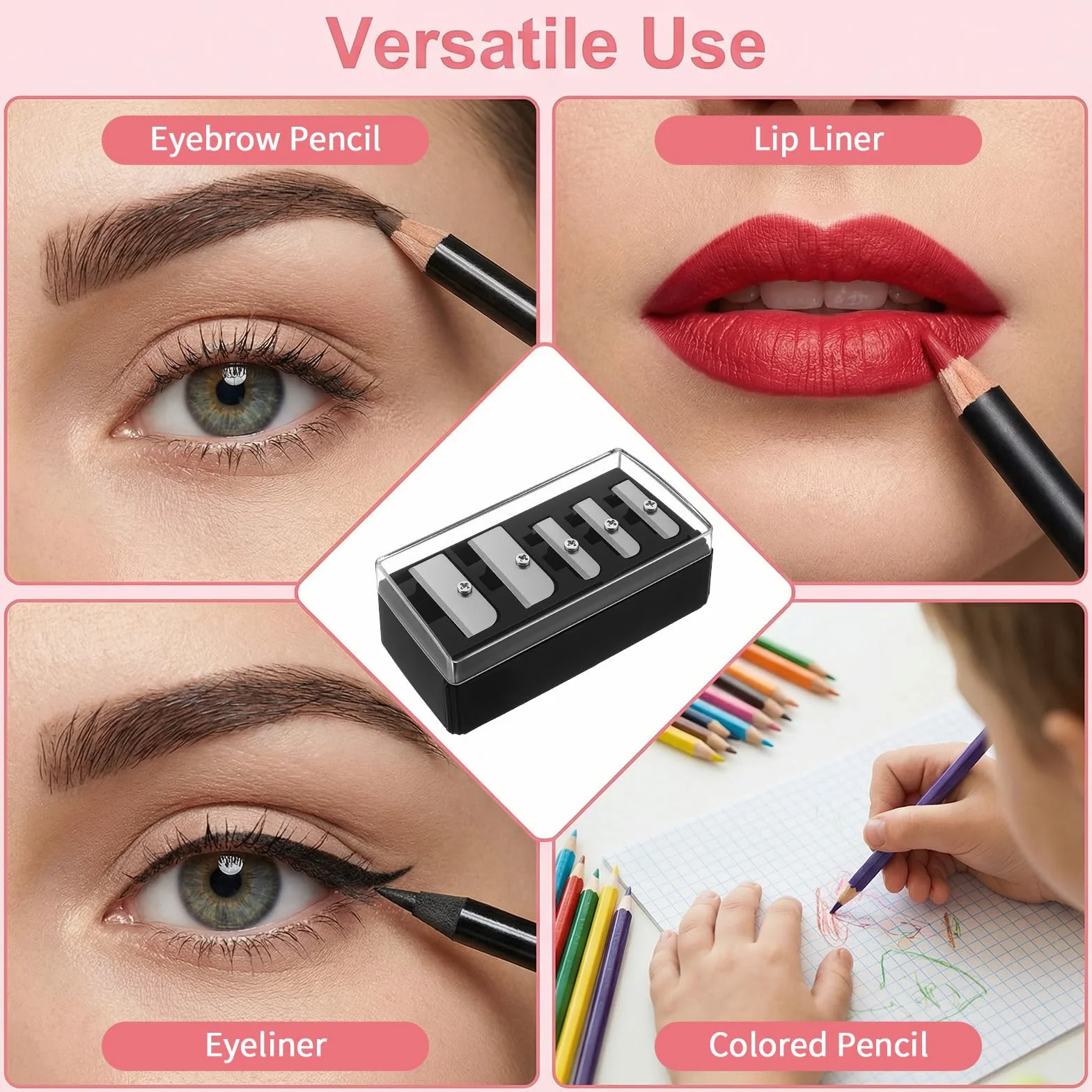 Taille-crayons cosmétiques portables lot de 2 pour crayons khôl, sourcils, lèvres - Lames de précision