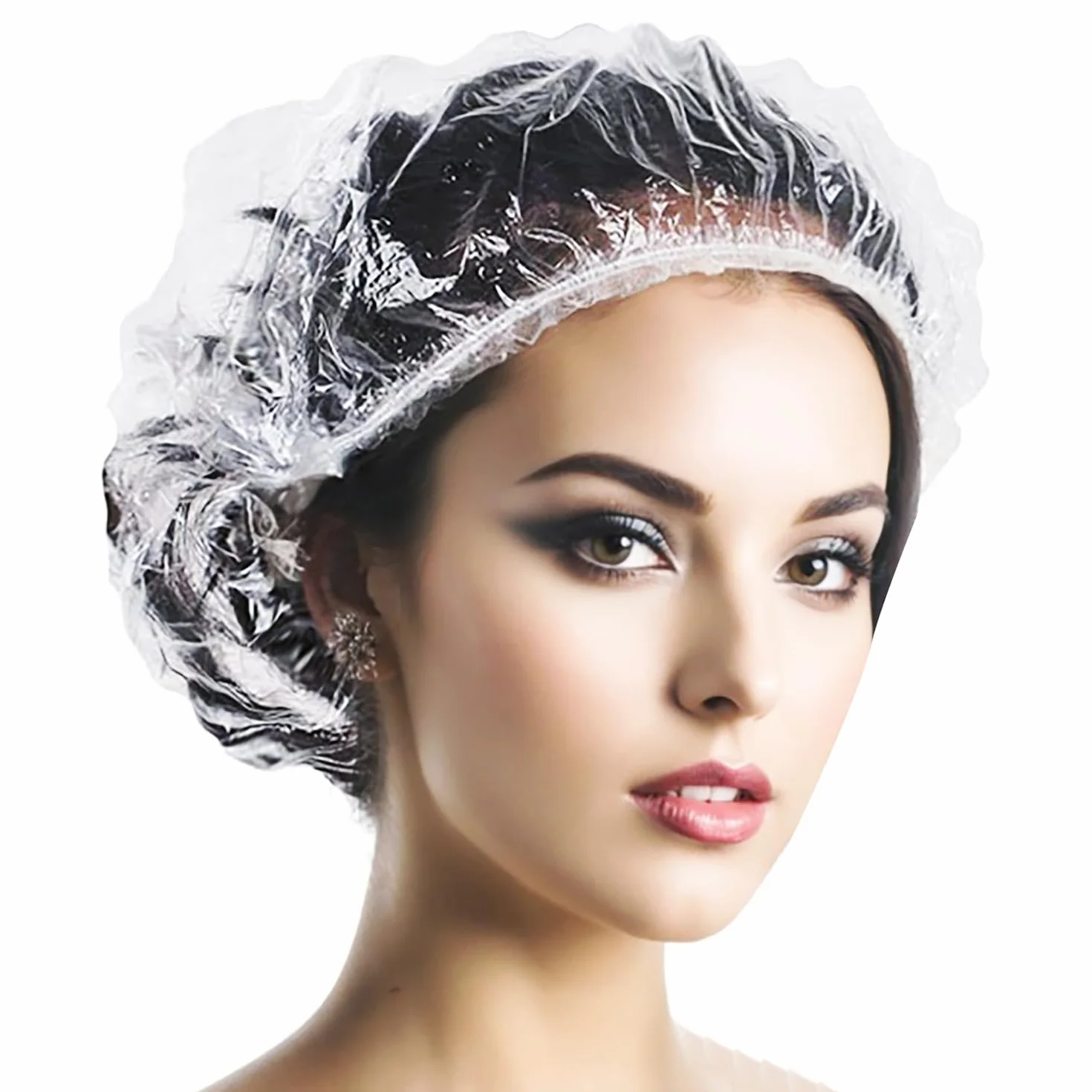 Bonnets de douche jetables en plastique imperméables 42 cm lot de 50 pour salon spa hôtel