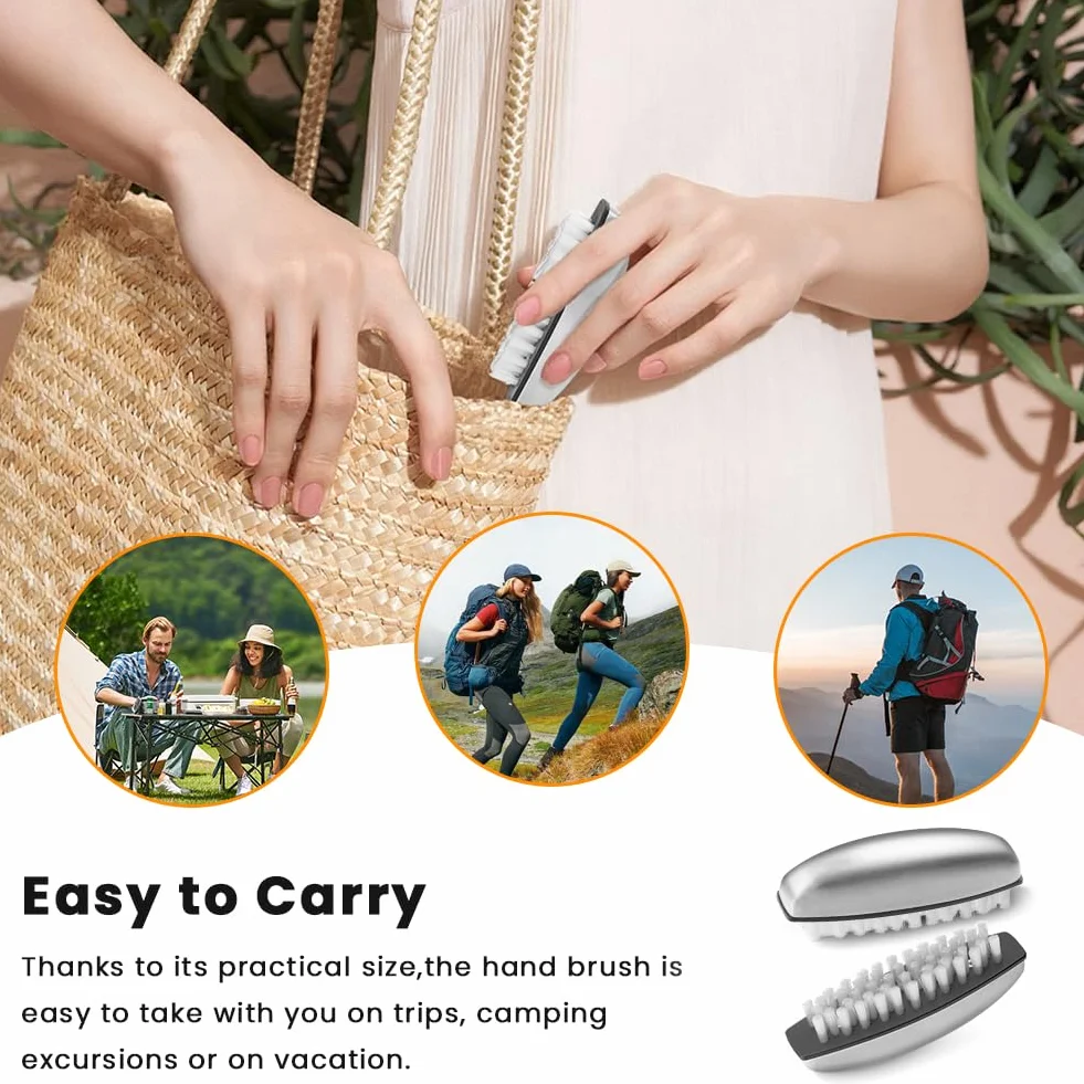 Brosses à Ongles en Acier Inoxydable 3 Pièces, Brosse de Nettoyage pour Mains Pieds Ongles
