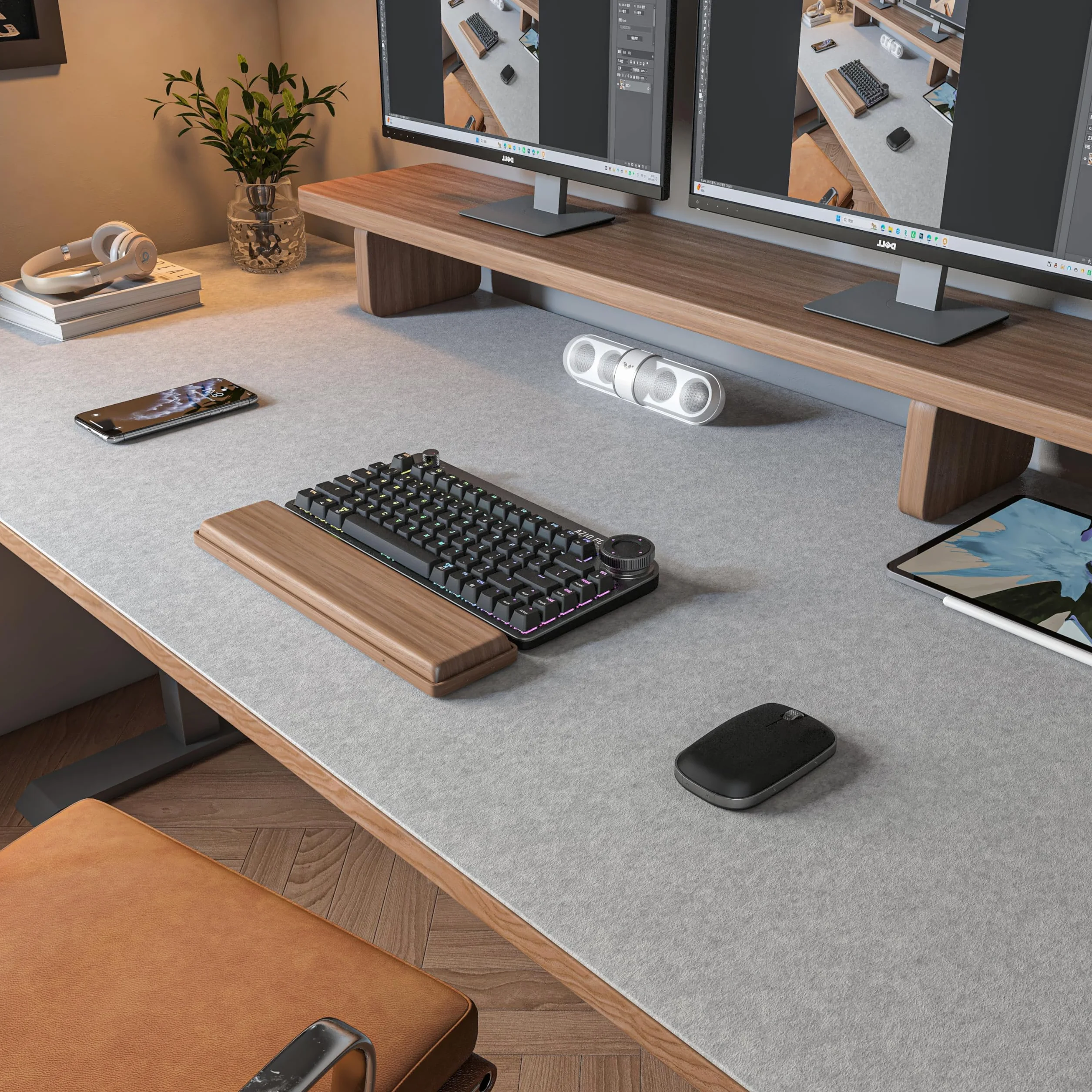 DAWNTREES Tapis de Bureau en Feutre,120x60cm Grand Tapis de Souris