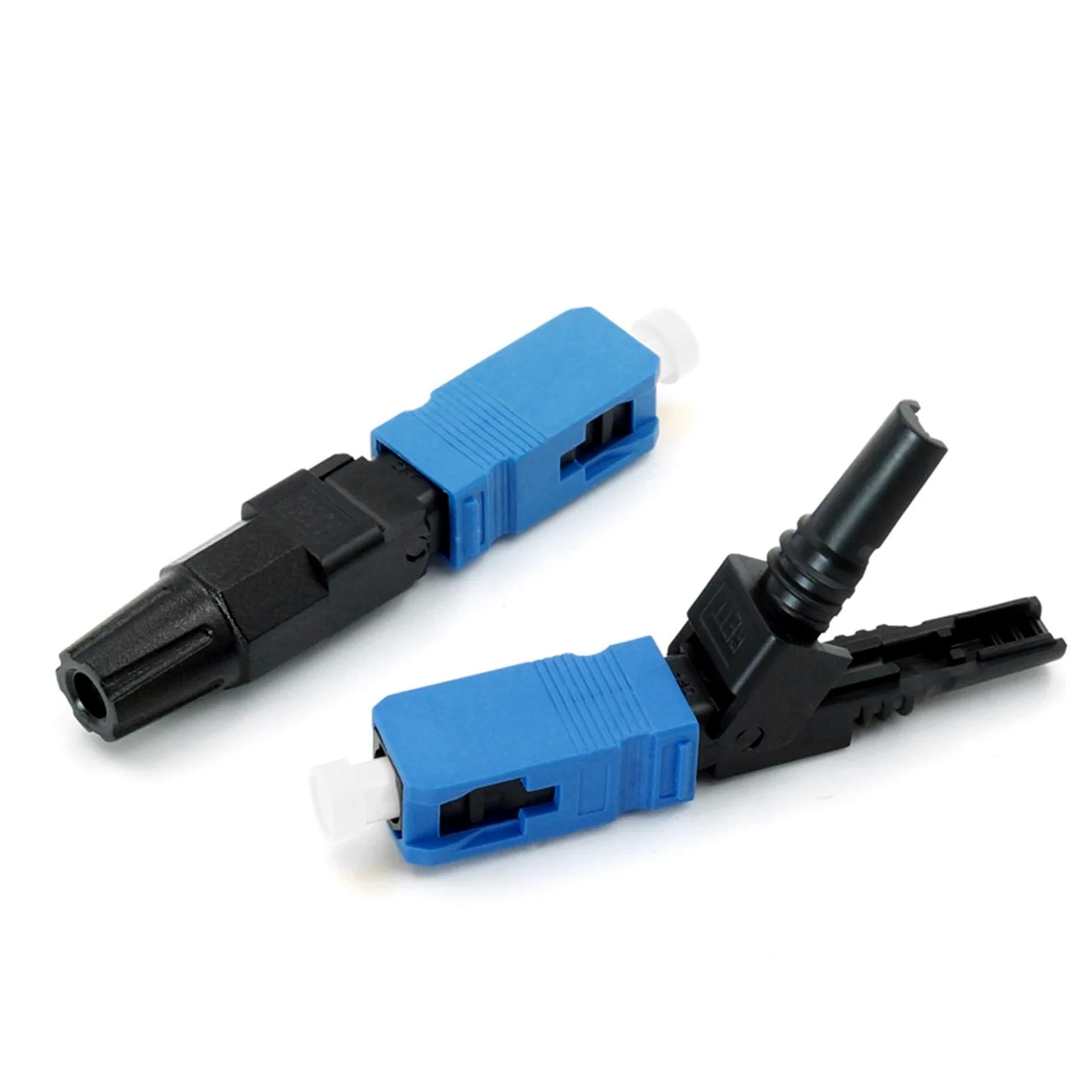 Xiaohu Adaptateur de convertisseur à Fibre Optique 100pcs/boîte 0.3db SC Connecteur Rapide de Fibre Optique UPC 100 SC Connecteur Rapide Bleu Fibre Optique Fibre Fibre SC Conn connecteur Rapide