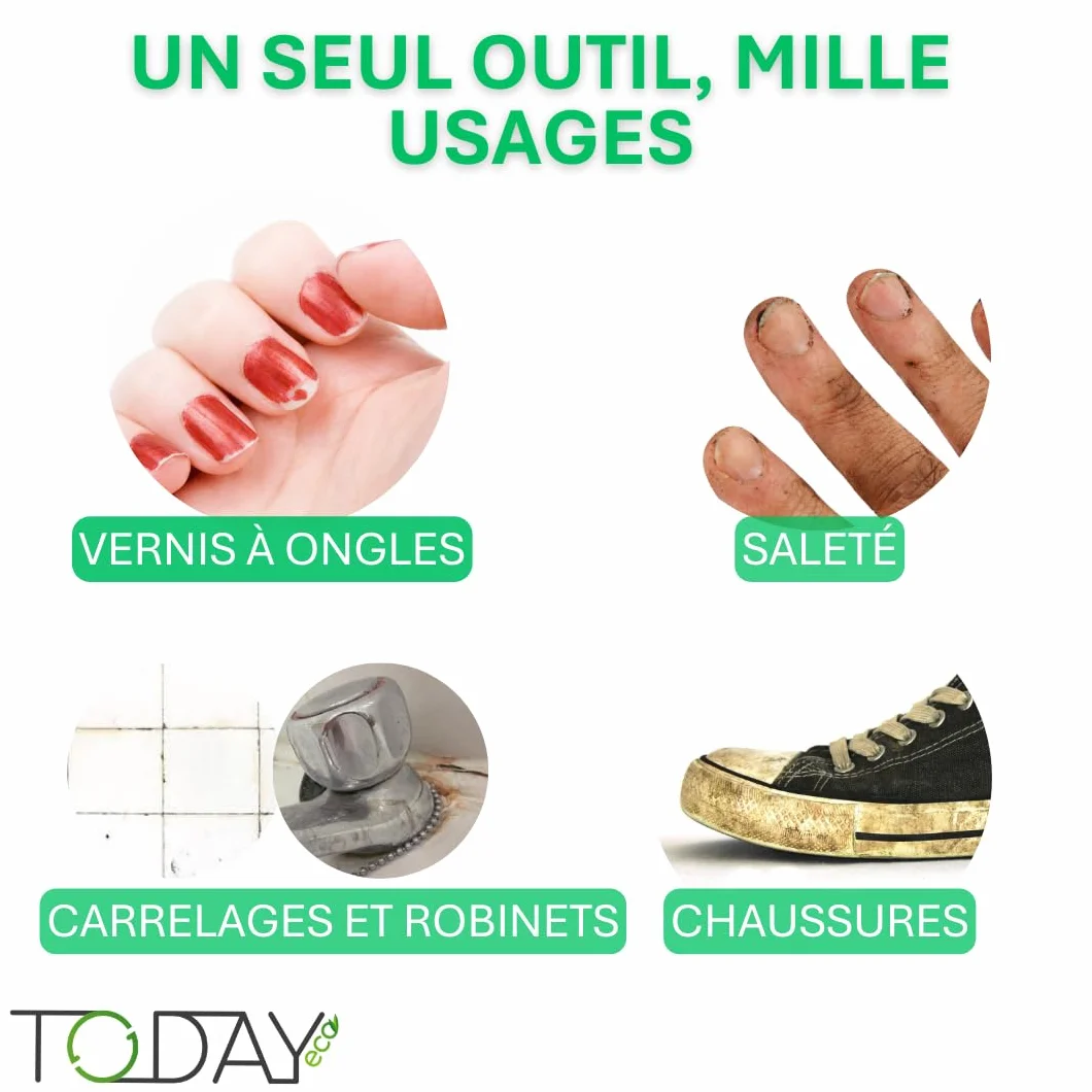 Brosse à Ongles Professionnelle Made in Italy, Brosse de Nettoyage Mains et Ongles avec Poignée Ergonomique