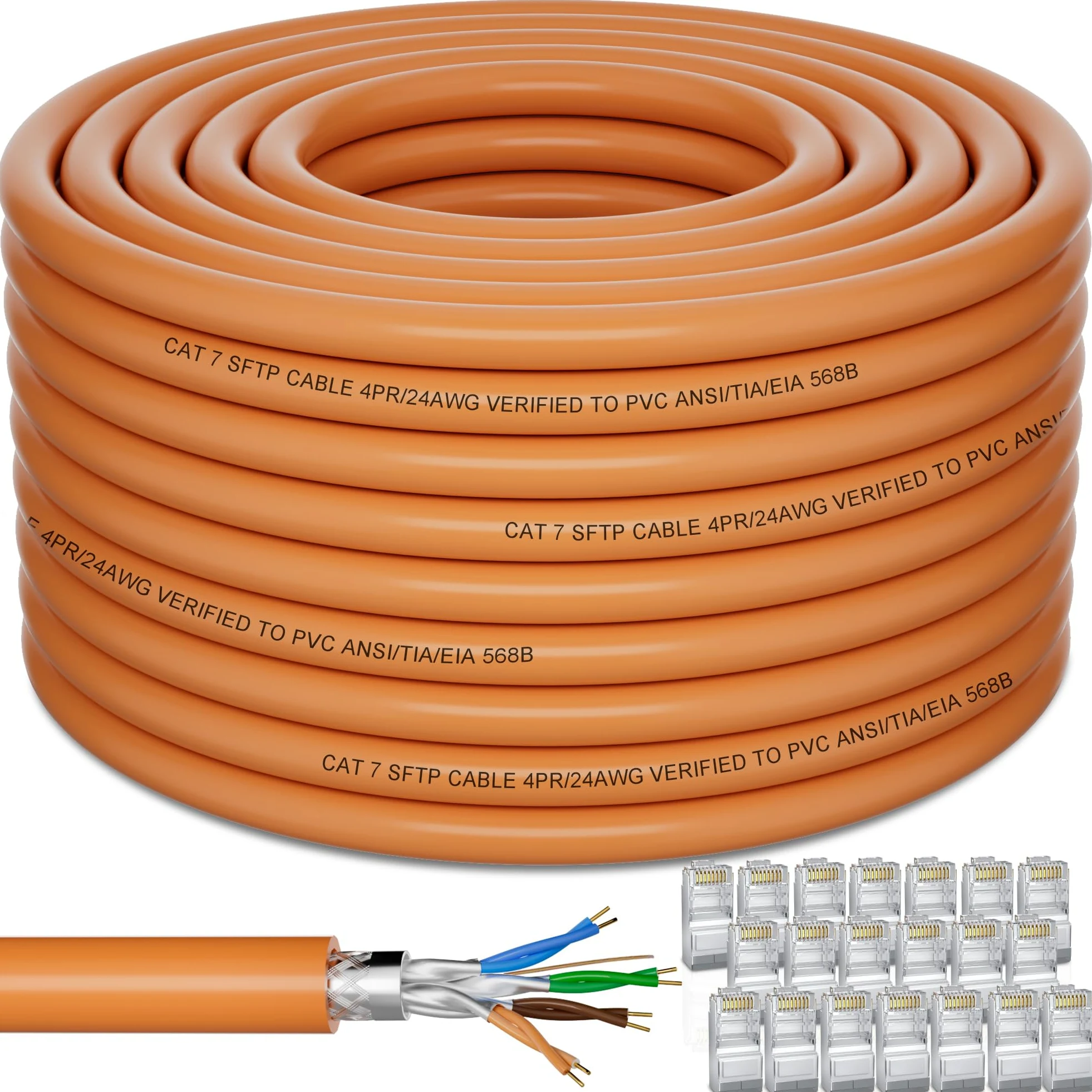 Soibke Cable Ethernet 100m, Cat 7 RJ45 Blindé 100 Mètres Cable Reseau | Haute Vitesse Wifi S/FTP 10Gbps Gigabit Câble LAN Exterieur Anti-interférence Câble Internet Fil Ethernet pour Router Modem