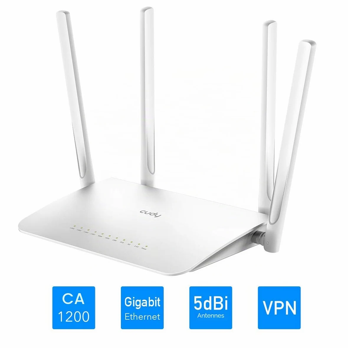 Cudy WR1300 Gigabit Routeur Wi-FI Dual Band AC1200 sans Fil 5 Ports Gigabit, 4 antennes, 2,4 GHz/5 GHz, Mode d'accès Point, 128 Mo RAM, OpenWrt, VPN | Efficacité de la formation de faisceaux MU-MIMO : prend en charge quatre clients à 5 GHz en parallèle gr
