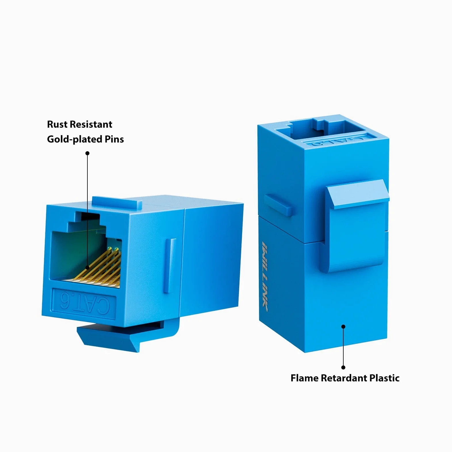 iwillink Lot de 25 coupleurs Keystone RJ45 Cat6 femelle vers femelle Cat6, coupleur Keystone UTP, prise Keystone, coupleur Ethernet, bleu